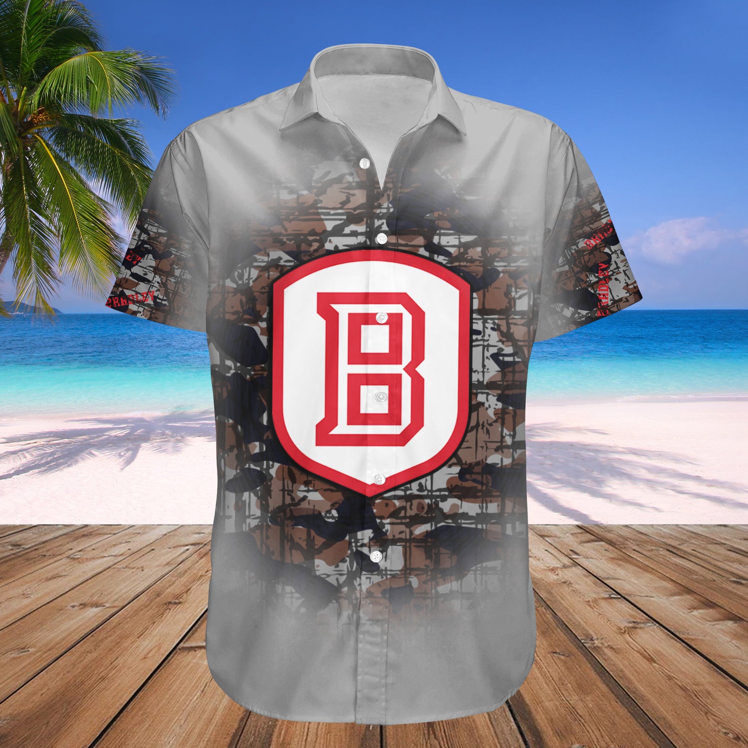 Bradley Braves Hawaiian Shirt Set Camouflage Vintage 1