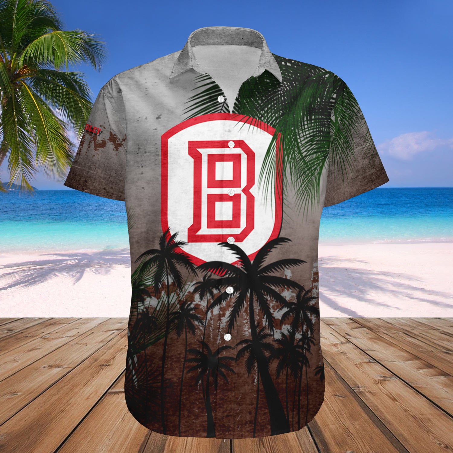 Bradley Braves Hawaiian Shirt Set Coconut Tree Tropical Grunge 1