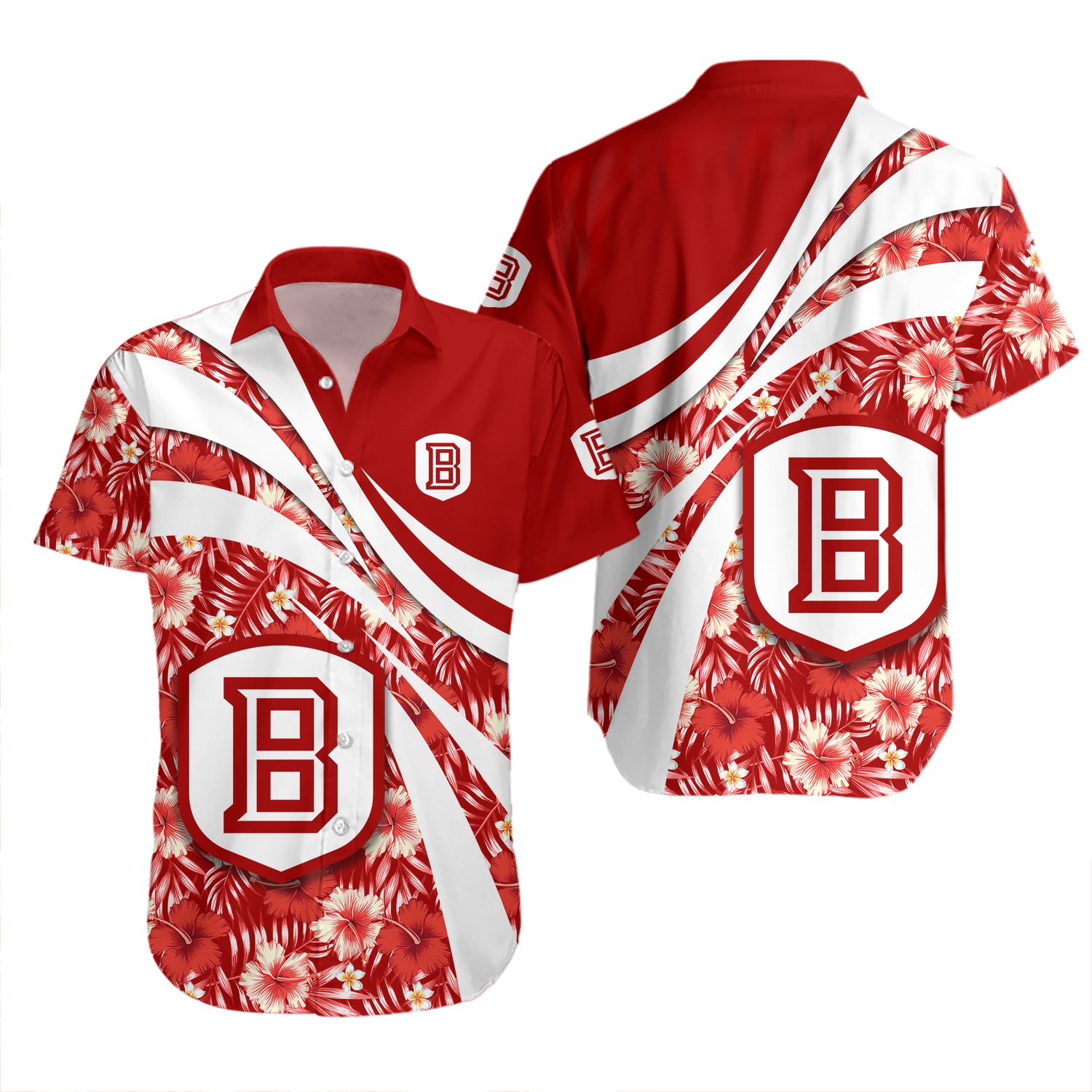 Bradley Braves Hawaiian Shirt Set Hibiscus Sport Style 2