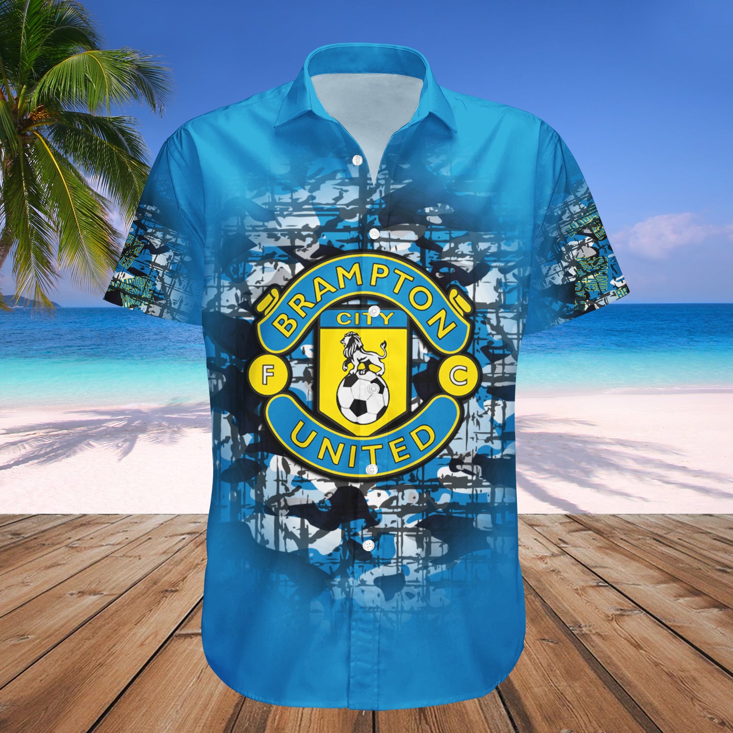 Brampton City United FC Hawaiian Shirt Set Camouflage Vintage - CA SOCCER 1