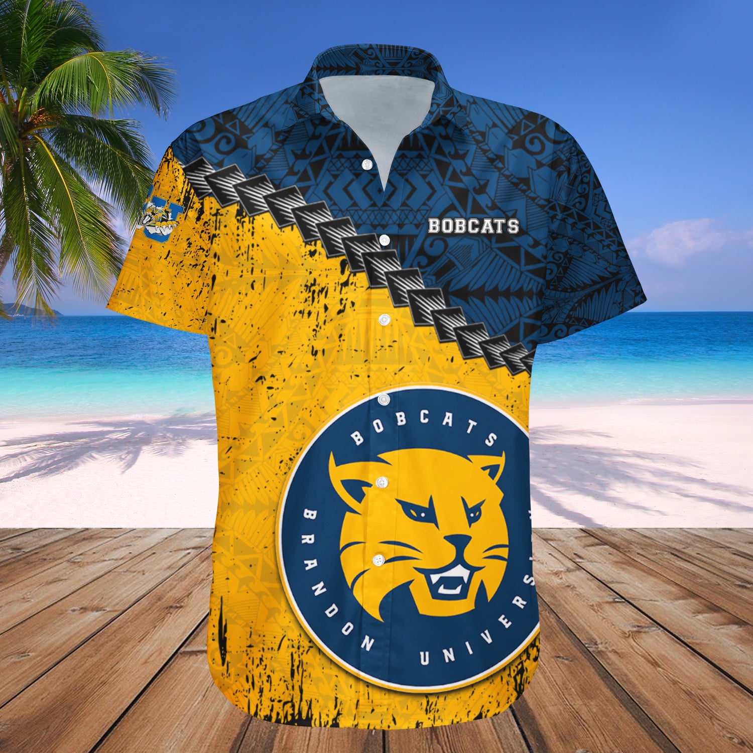 Brandon Bobcats Hawaiian Shirt Set Grunge Polynesian Tattoo - CA CIS 1