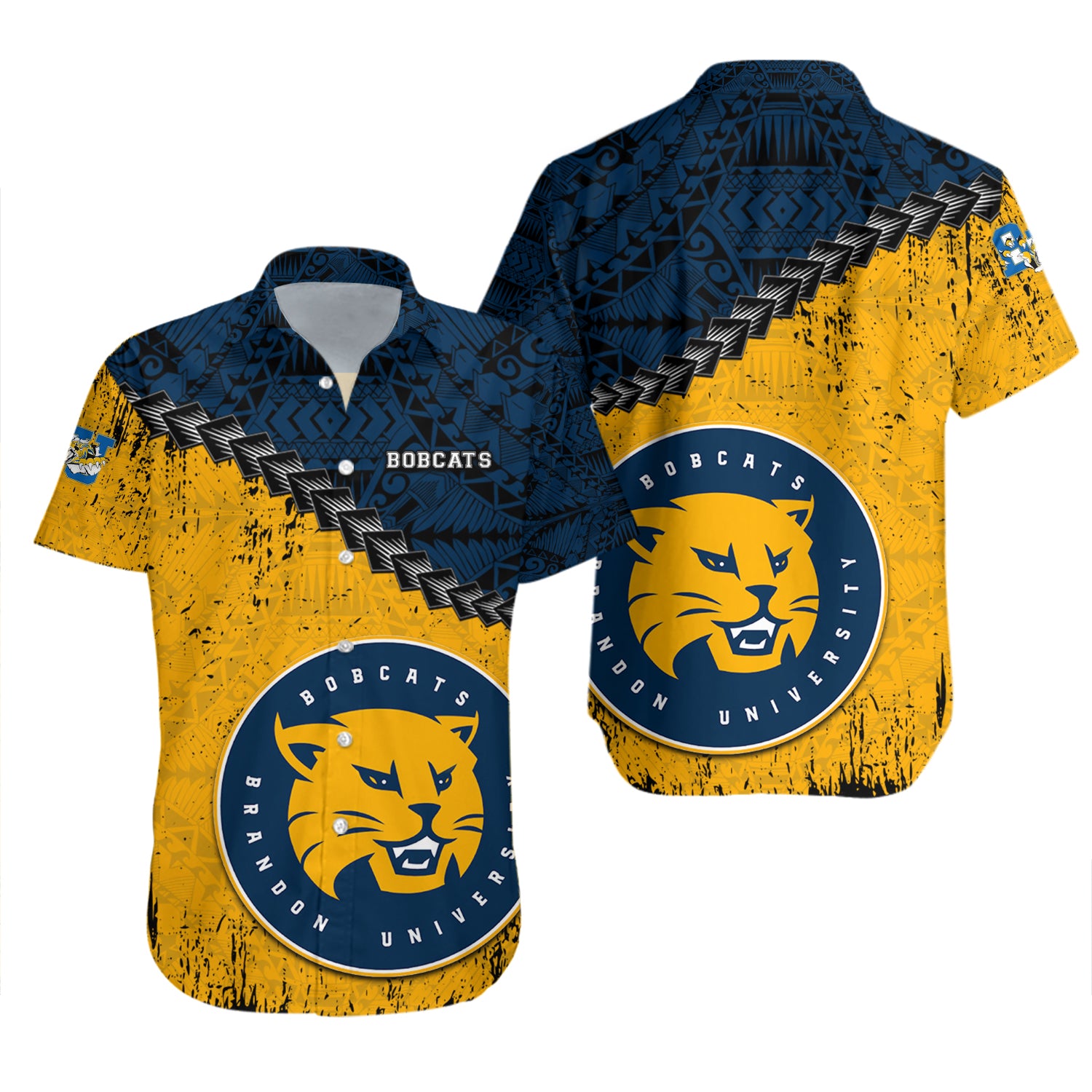 Brandon Bobcats Hawaiian Shirt Set Grunge Polynesian Tattoo - CA CIS 2