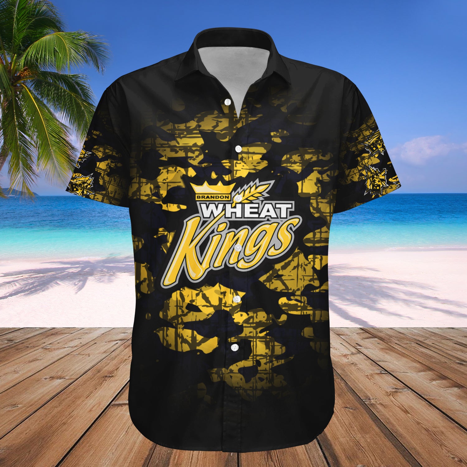 Brandon Wheat Kings Hawaiian Shirt Set Camouflage Vintage - CA HOCKEY 1