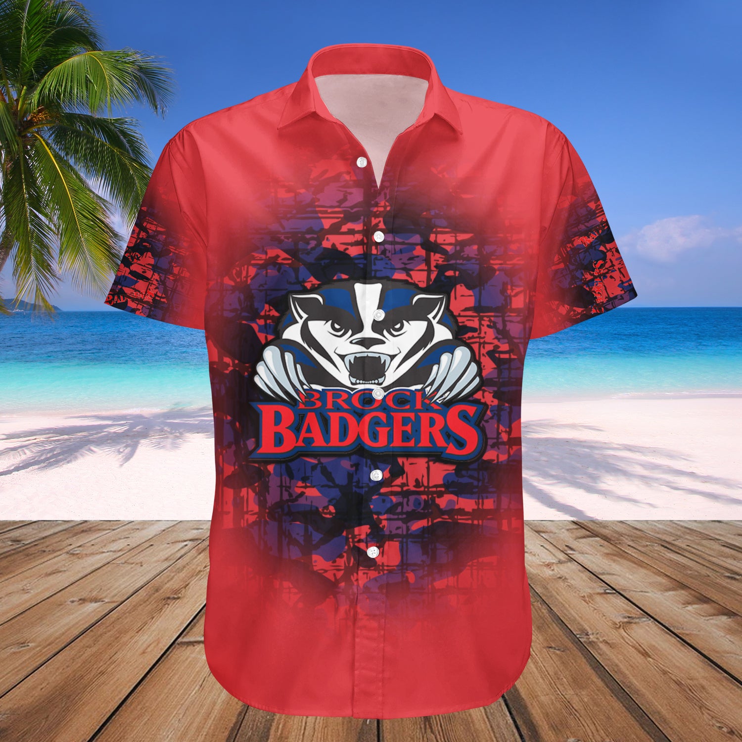 Brock Badgers Hawaiian Shirt Set Camouflage Vintage - CA CIS 1