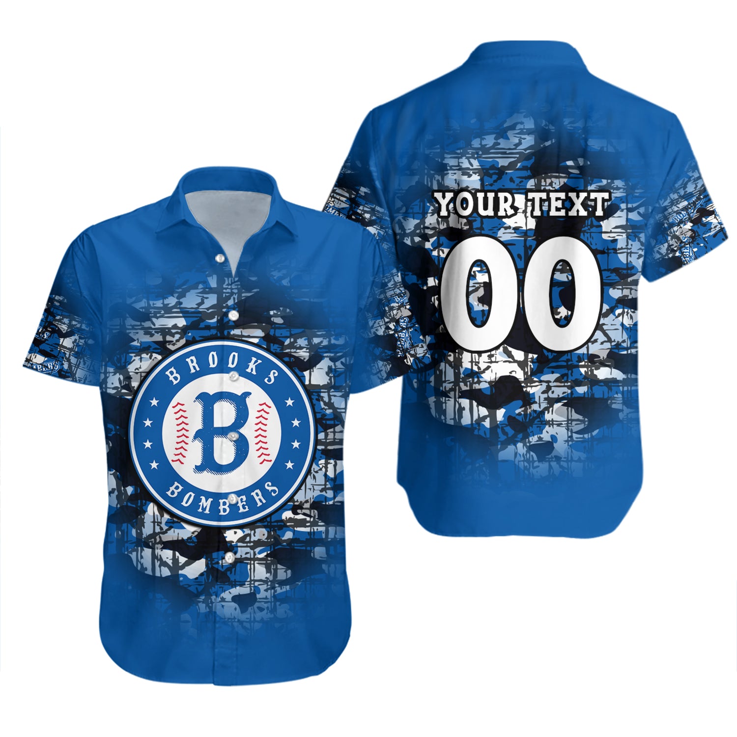 Brooks Bombers Hawaiian Shirt Set Camouflage Vintage - CA BASEBALL 2