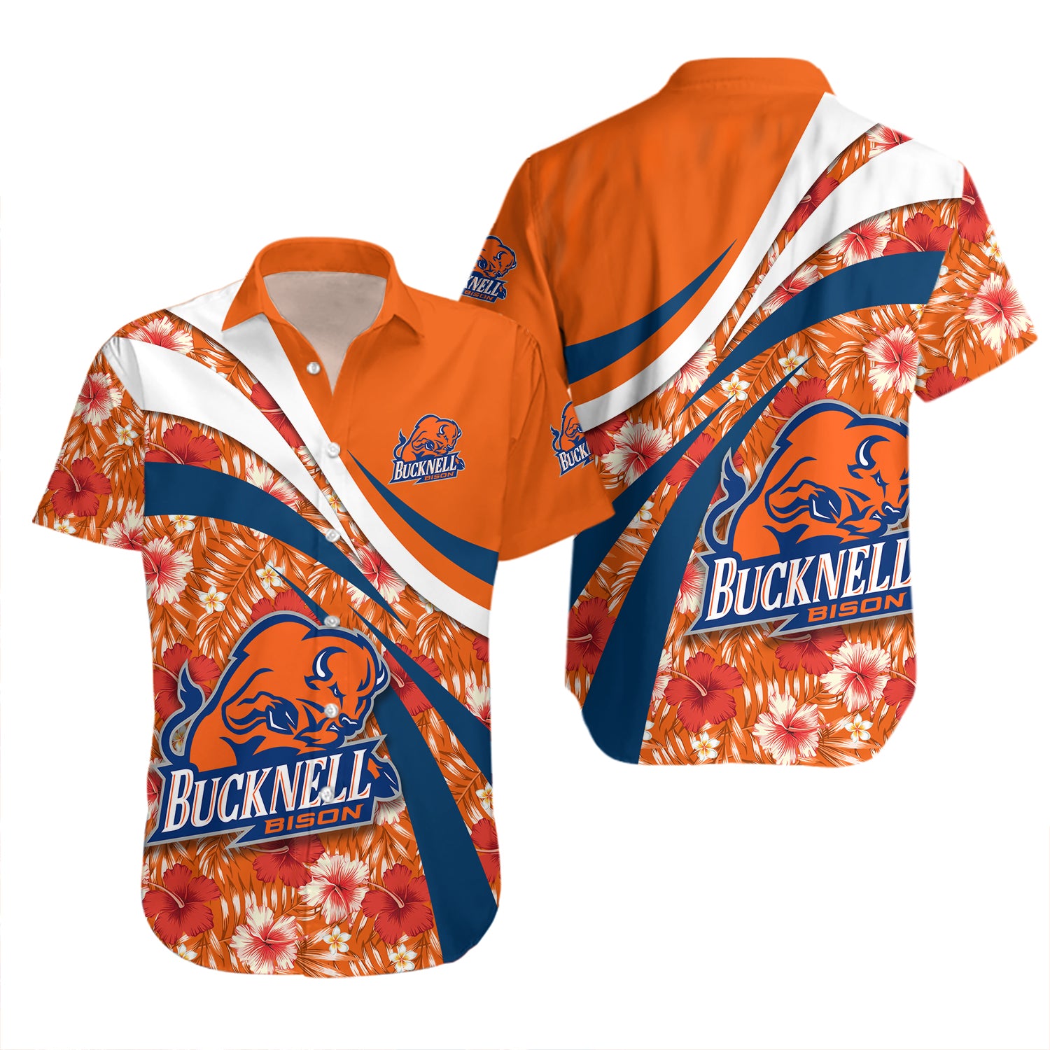 Bucknell Bison Hawaiian Shirt Set Hibiscus Sport Style 2