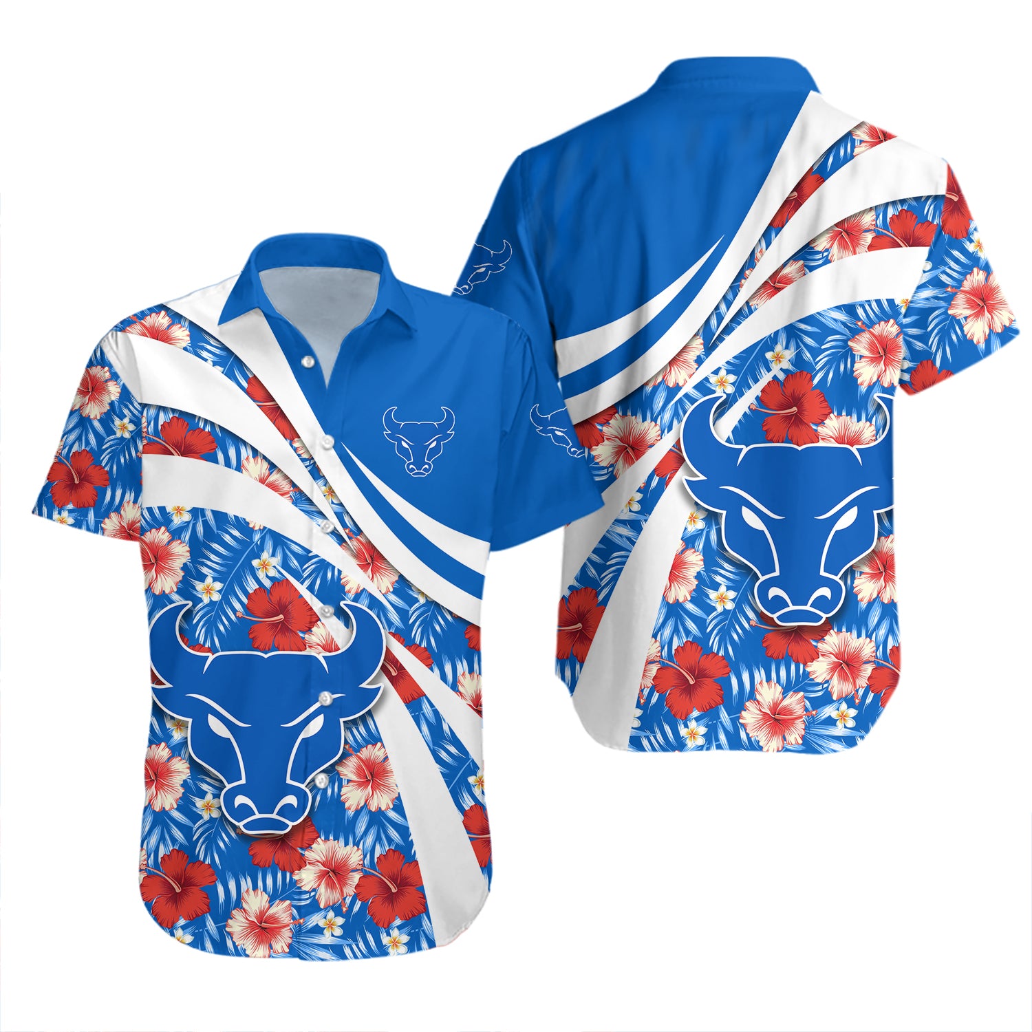 Buffalo Bulls Hawaiian Shirt Set Hibiscus Sport Style 2