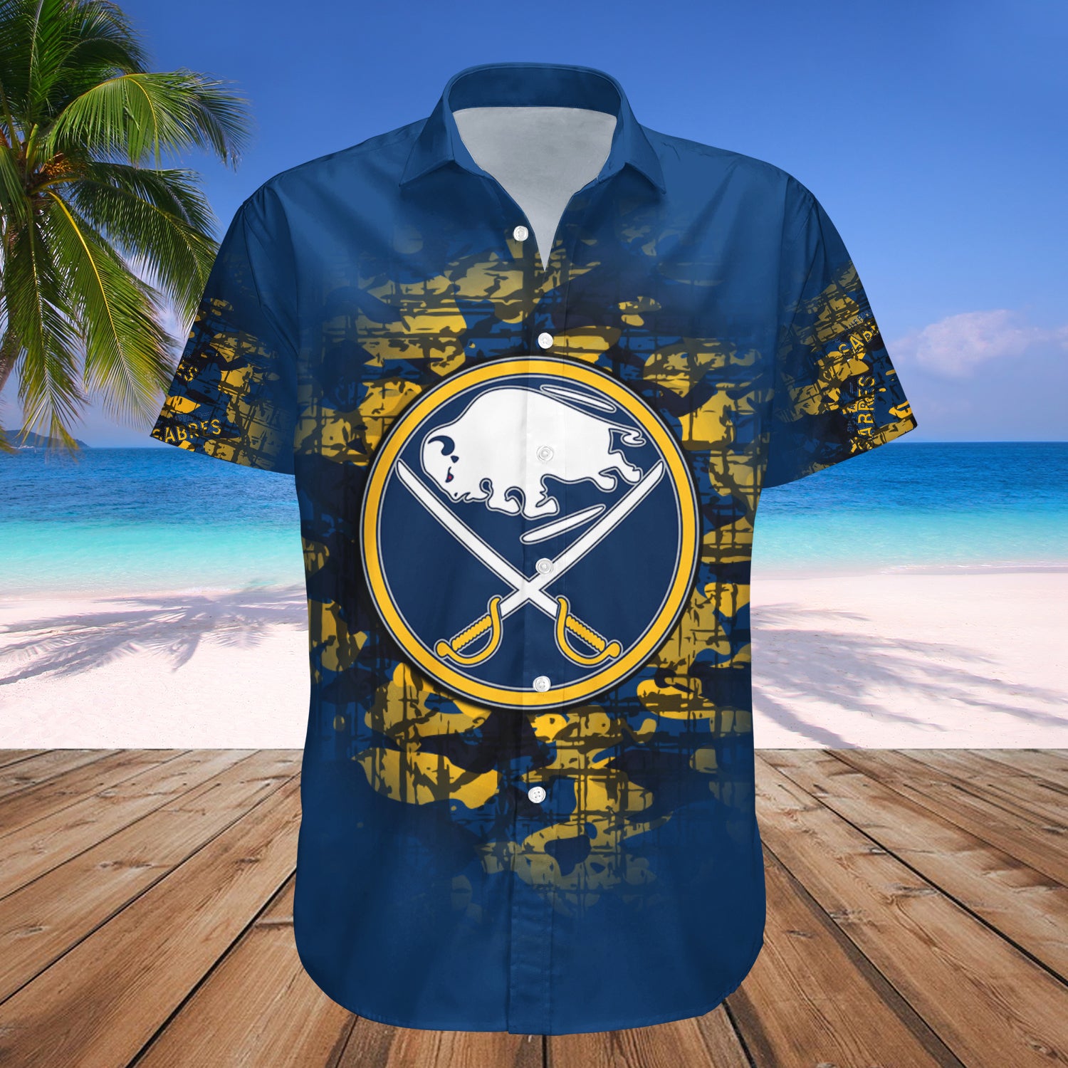 Buffalo Sabres Hawaiian Shirt Set Camouflage Vintage - NHL 1