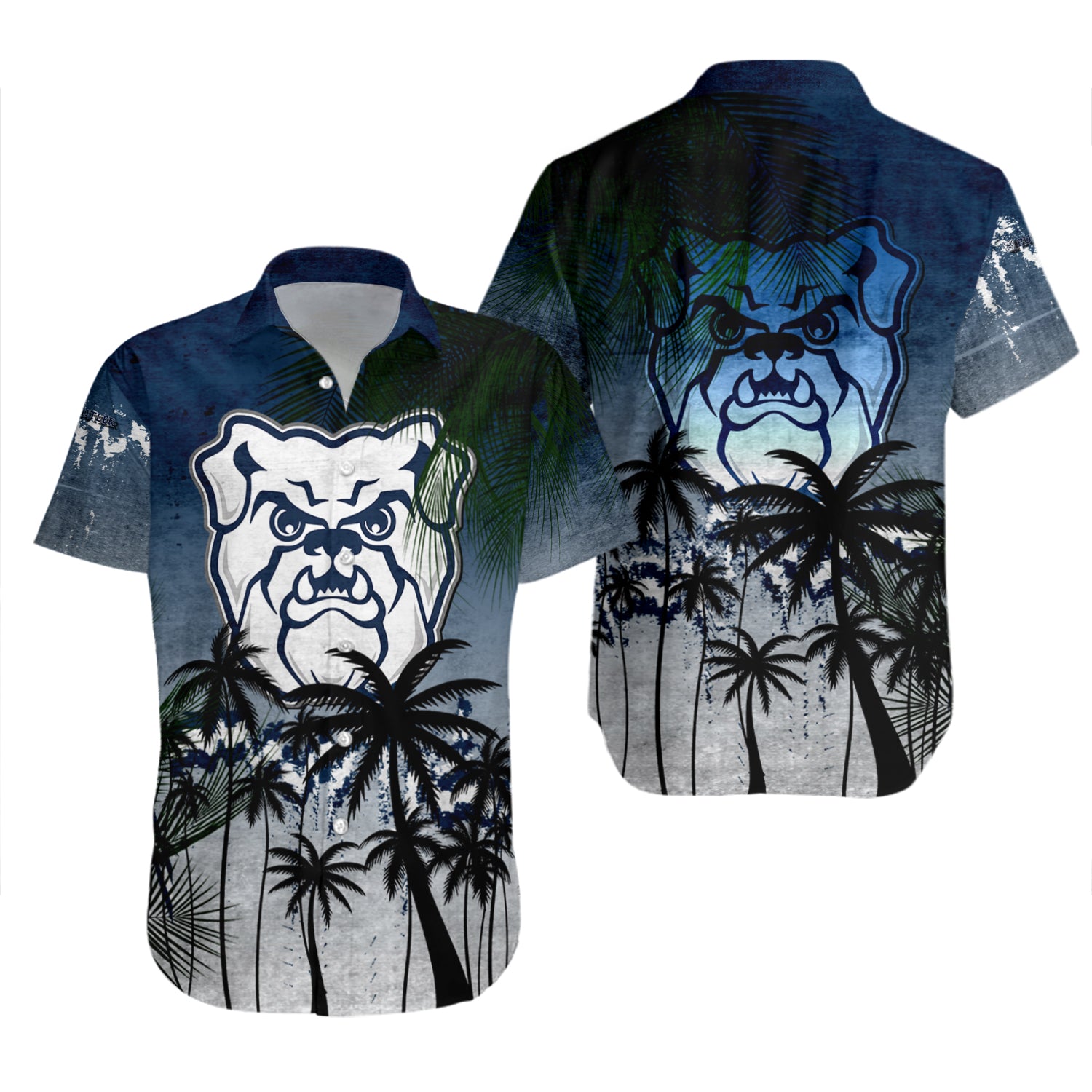 Butler Bulldogs Hawaiian Shirt Set Coconut Tree Tropical Grunge 2