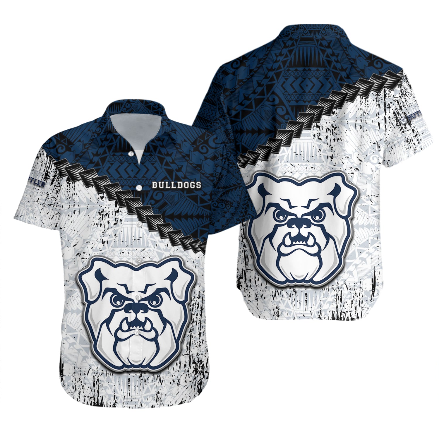 Butler Bulldogs Hawaiian Shirt Set Grunge Polynesian Tattoo 2