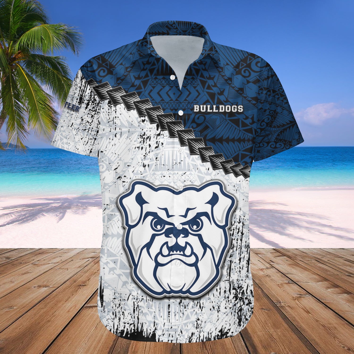 Butler Bulldogs Hawaiian Shirt Set Grunge Polynesian Tattoo 1