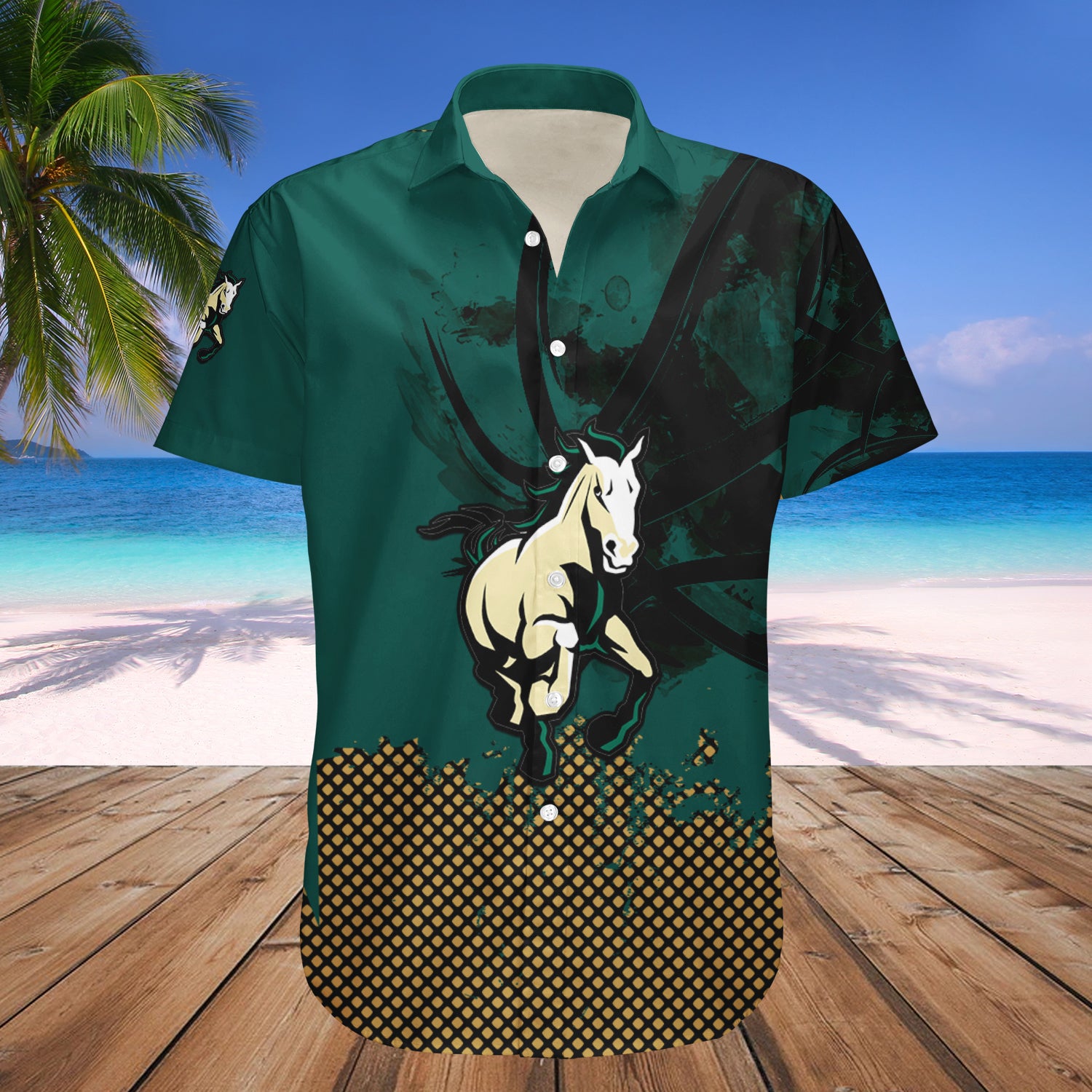 Cal Poly Mustangs Hawaiian Shirt Set Basketball Net Grunge Pattern 1