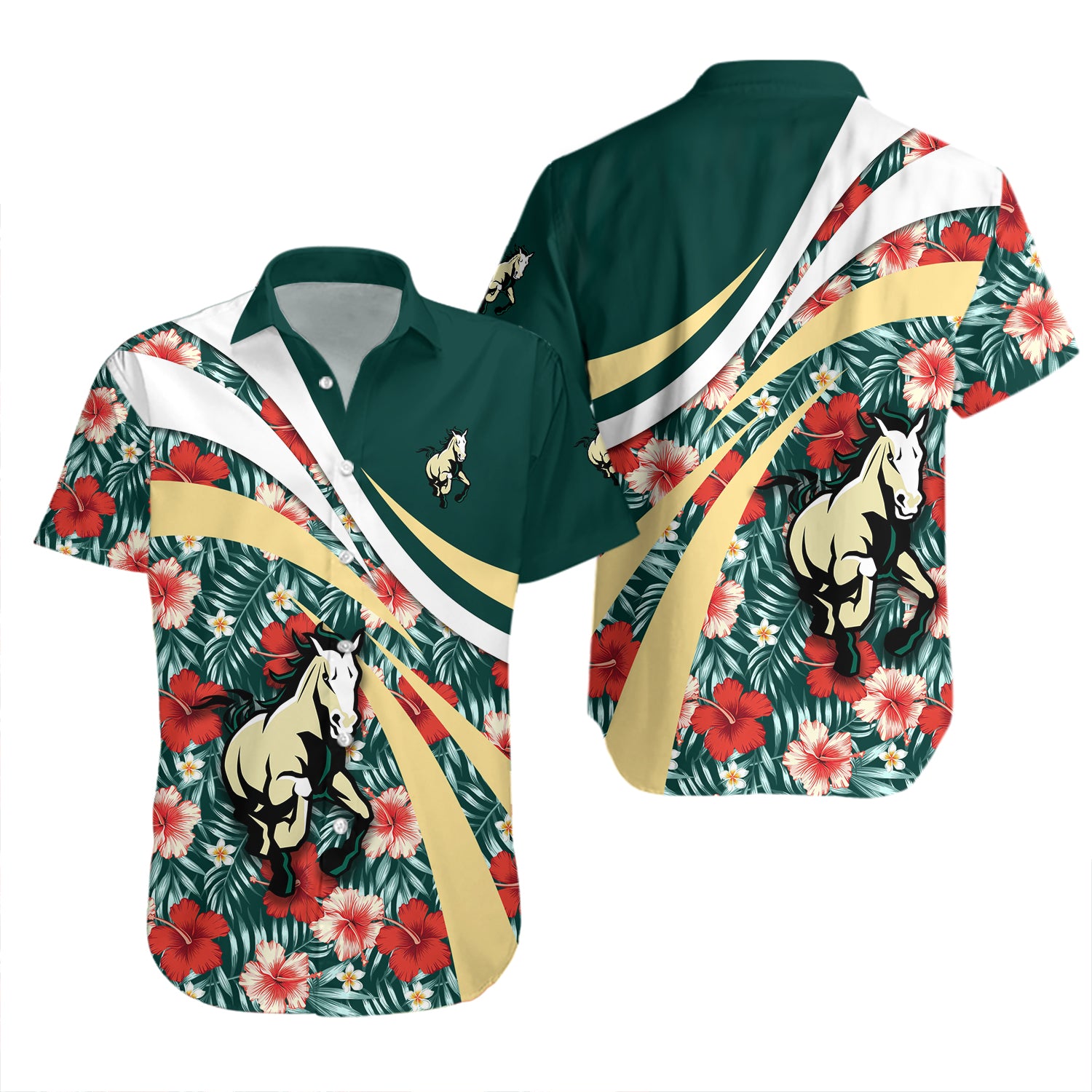 Cal Poly Mustangs Hawaiian Shirt Set Hibiscus Sport Style 2