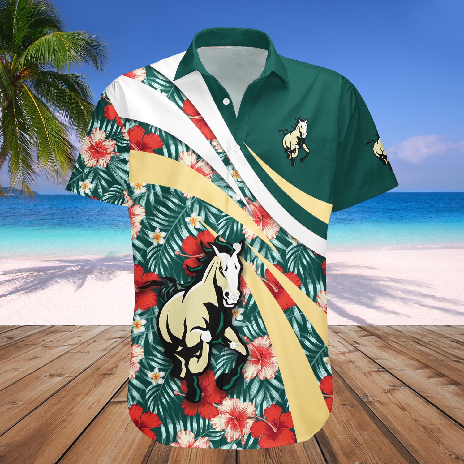 Cal Poly Mustangs Hawaiian Shirt Set Hibiscus Sport Style 1