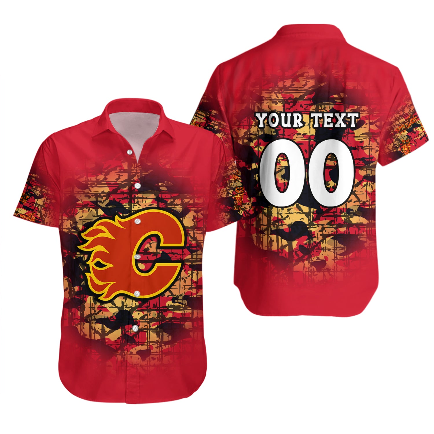 Calgary Flames Hawaiian Shirt Set Camouflage Vintage - NHL 2