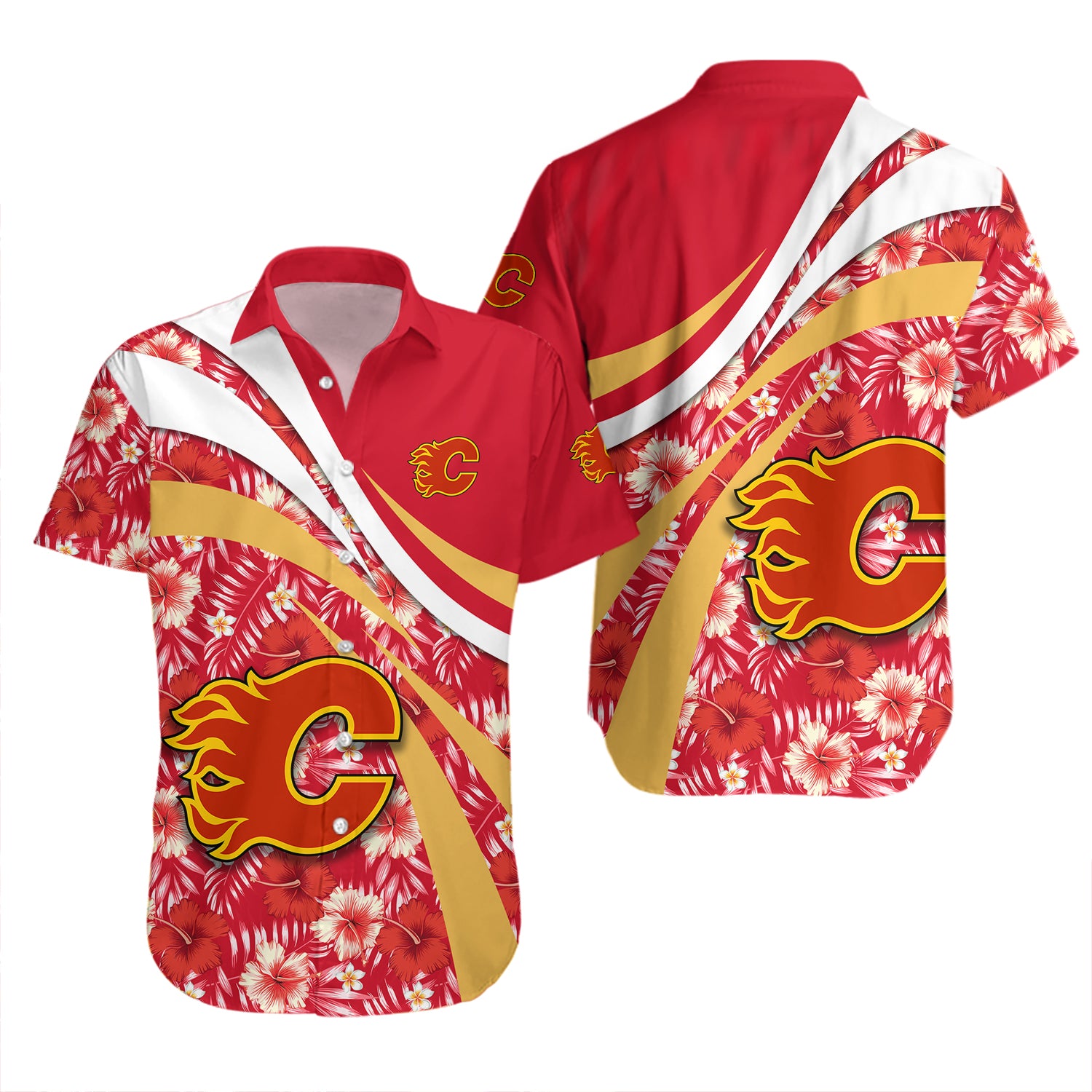 Calgary Flames Hawaiian Shirt Set Hibiscus Sport Style - NHL 2
