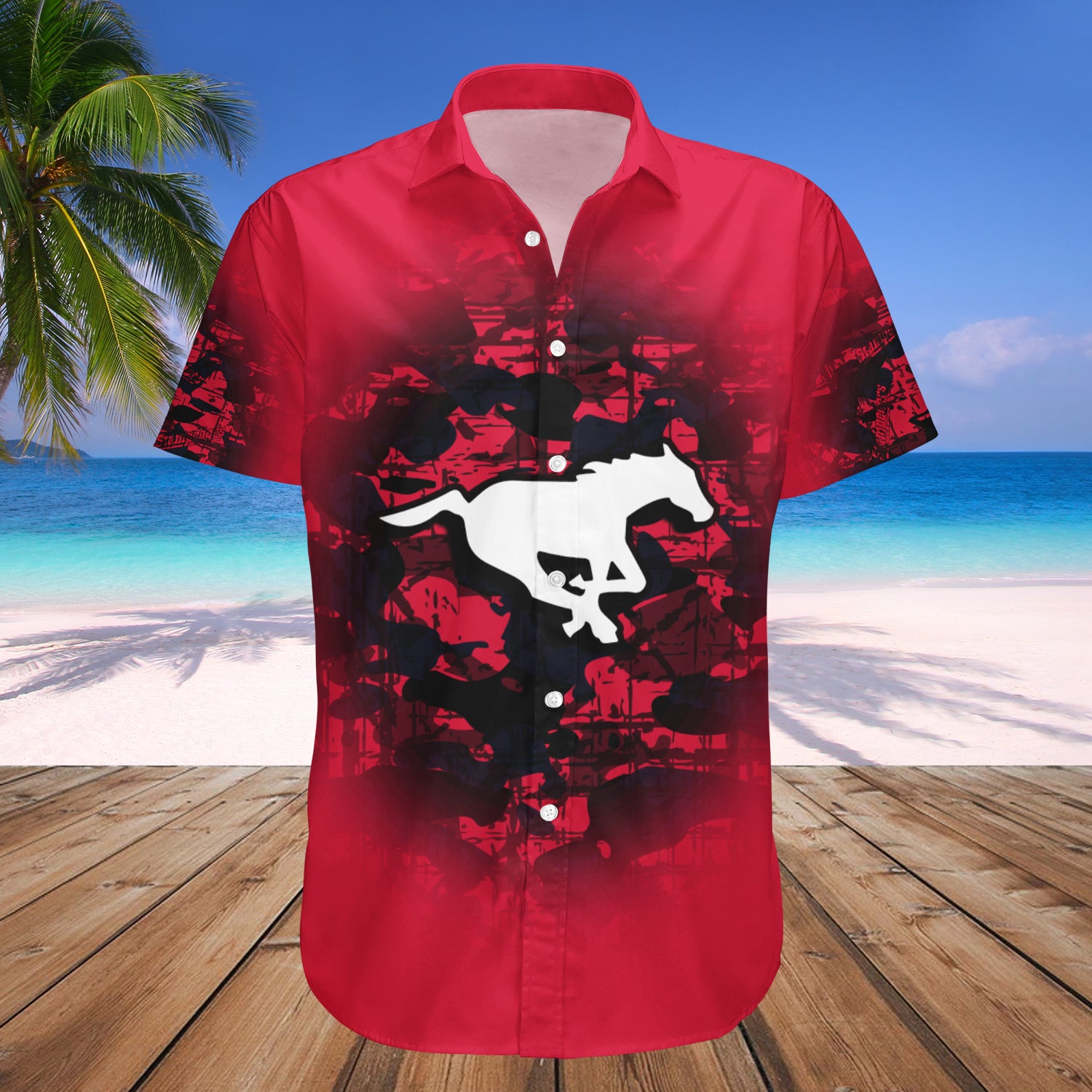 Calgary Stampeders Hawaiian Shirt Set Camouflage Vintage - CA FOOTBALL 1