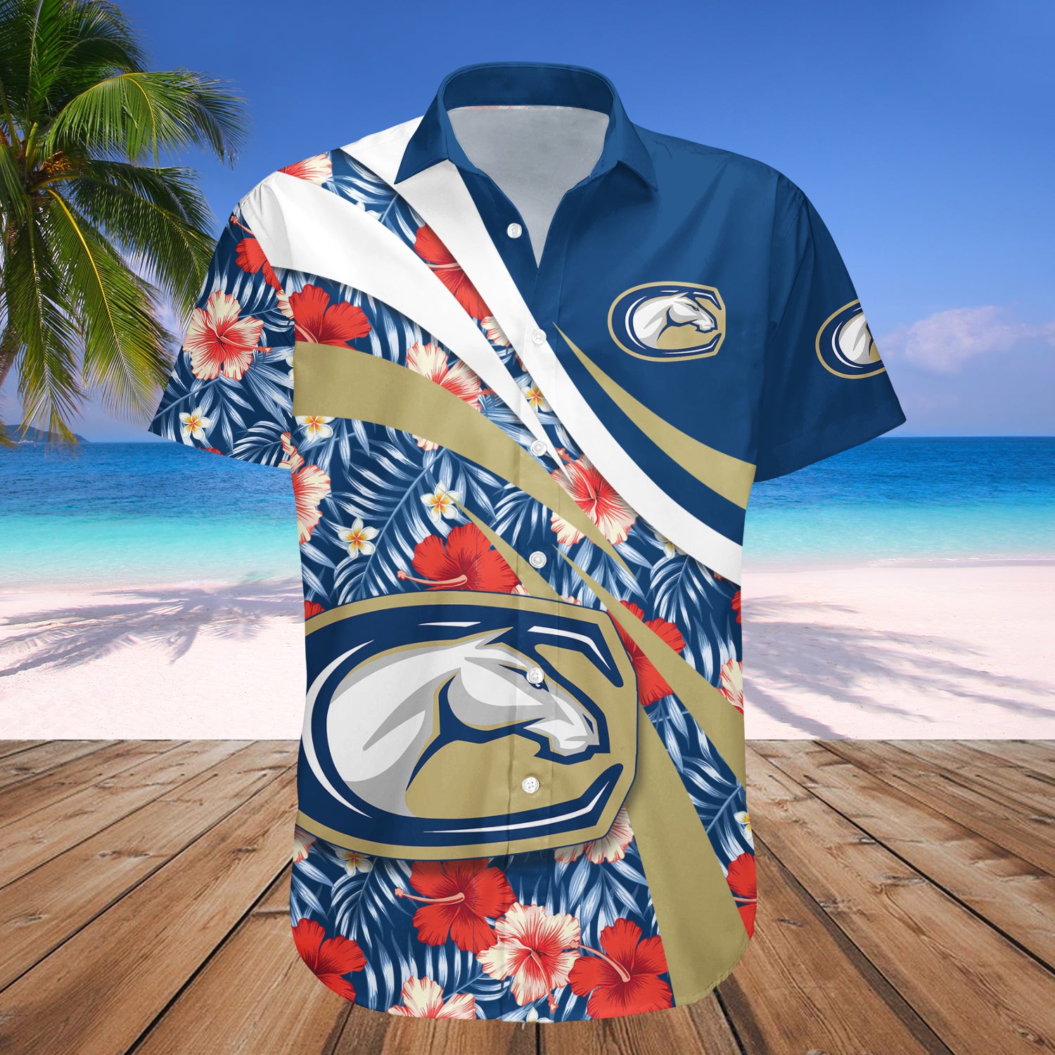 California Davis Aggies Hawaiian Shirt Set Hibiscus Sport Style 1