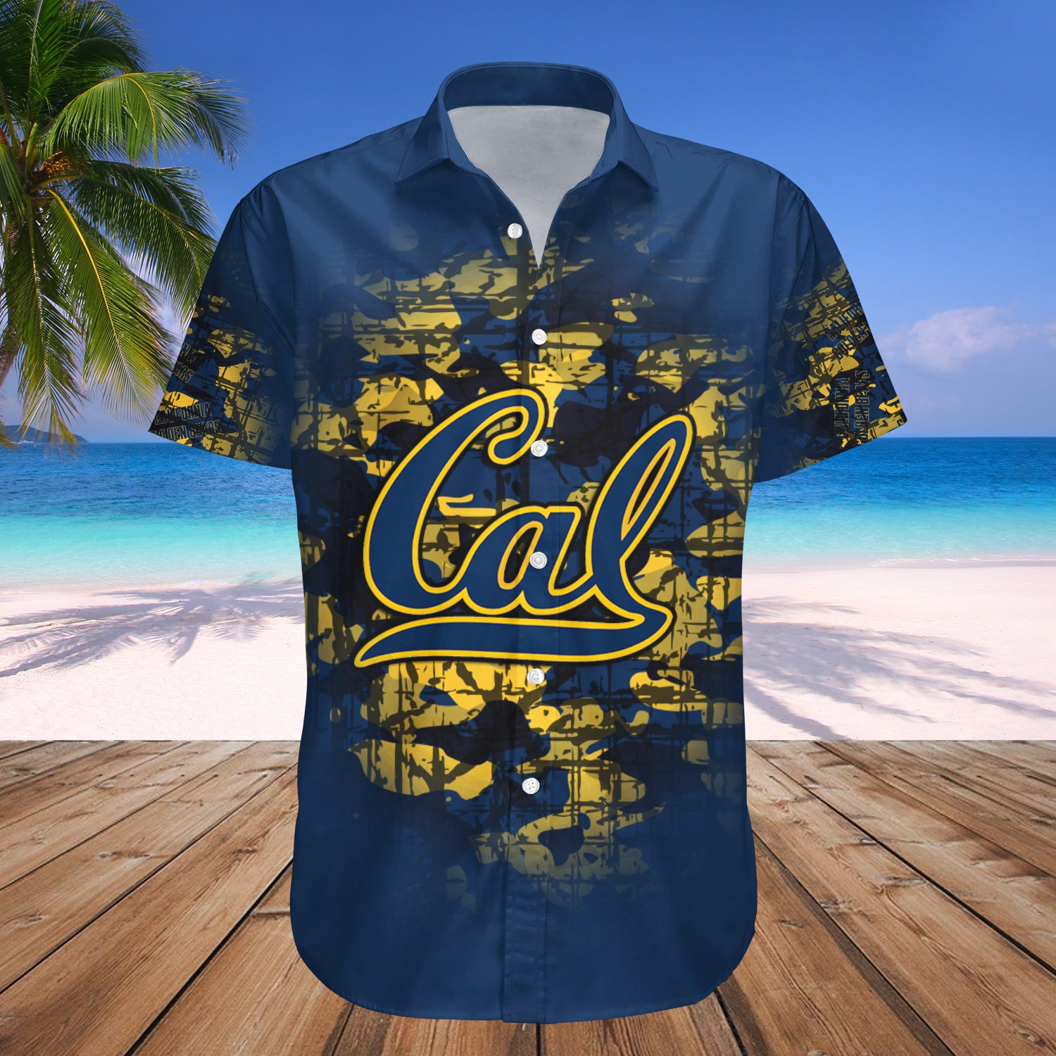 California Golden Bears Hawaiian Shirt Set Camouflage Vintage 1