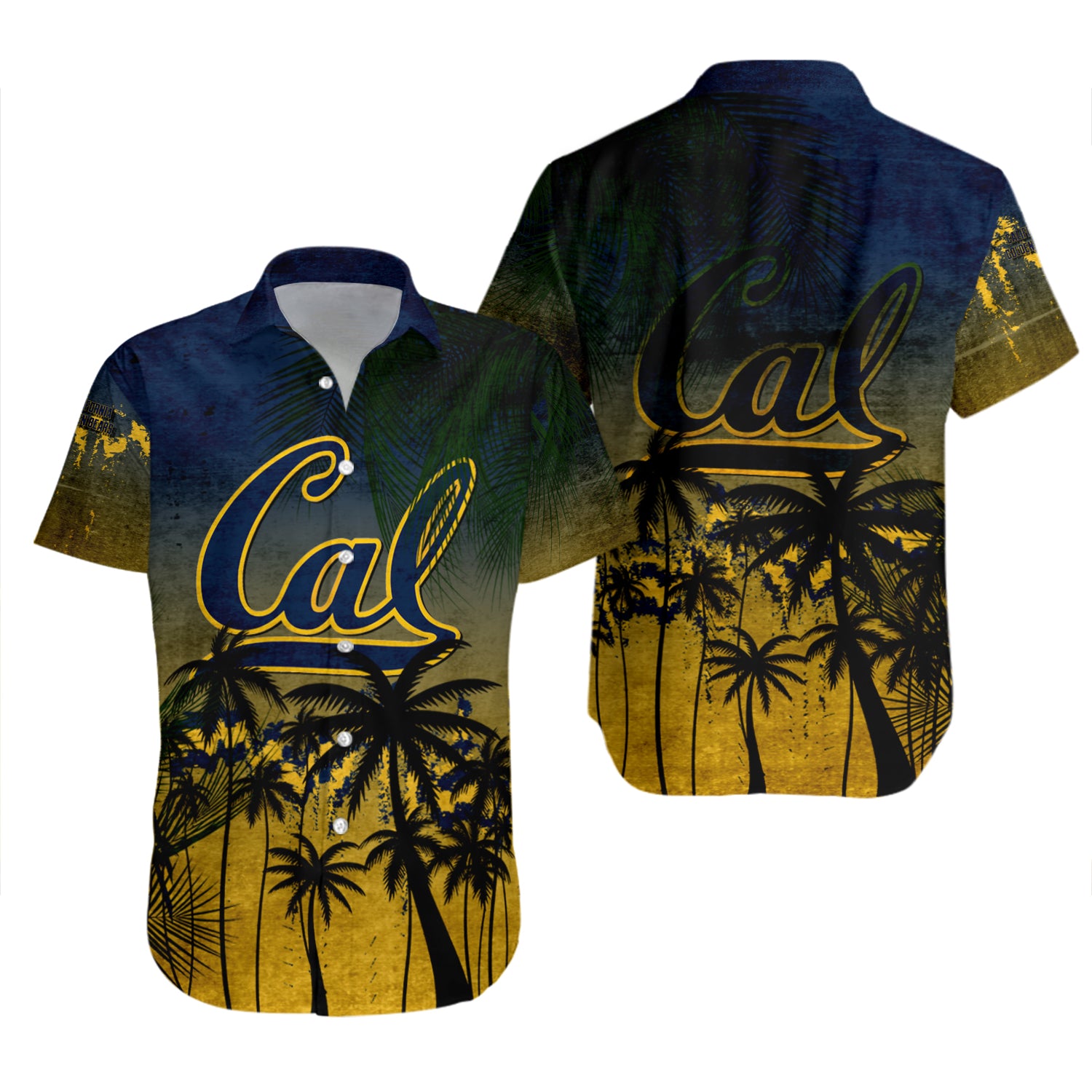 California Golden Bears Hawaiian Shirt Set Coconut Tree Tropical Grunge 2