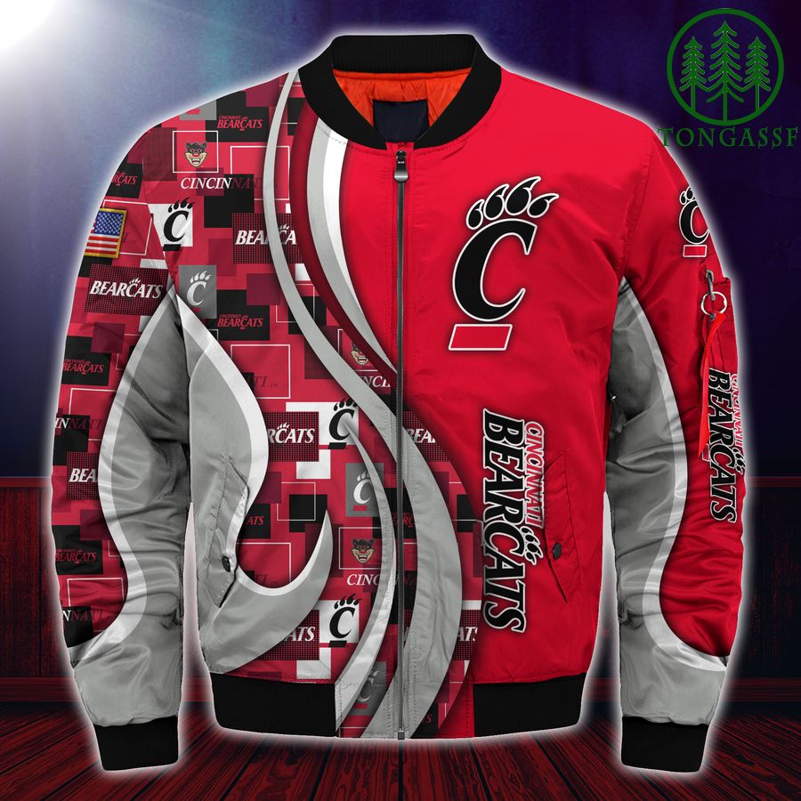 Cincinnati Bearcats Number Personalized Red Grey Bomber Jacket - Meteew