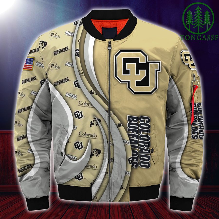 Colorado Buffaloes Number Personalized Gold Silver Bomber Jacket - Meteew