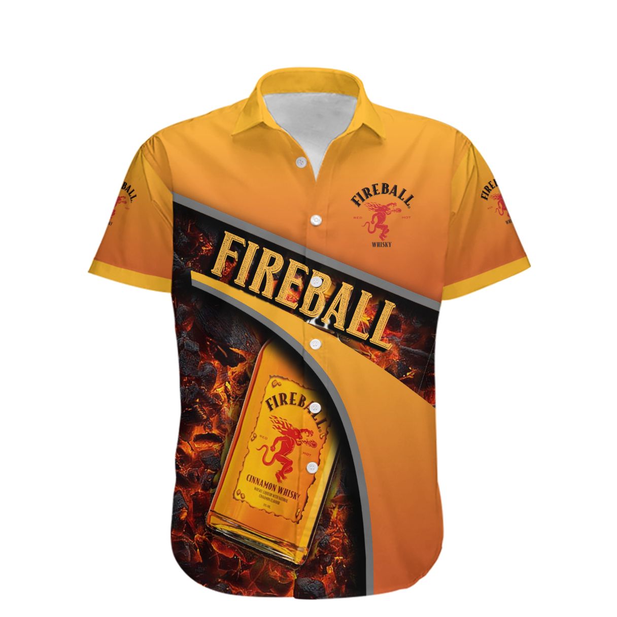 Fireball Whiskey Full Printed Hawaiian Shirt - Meteew