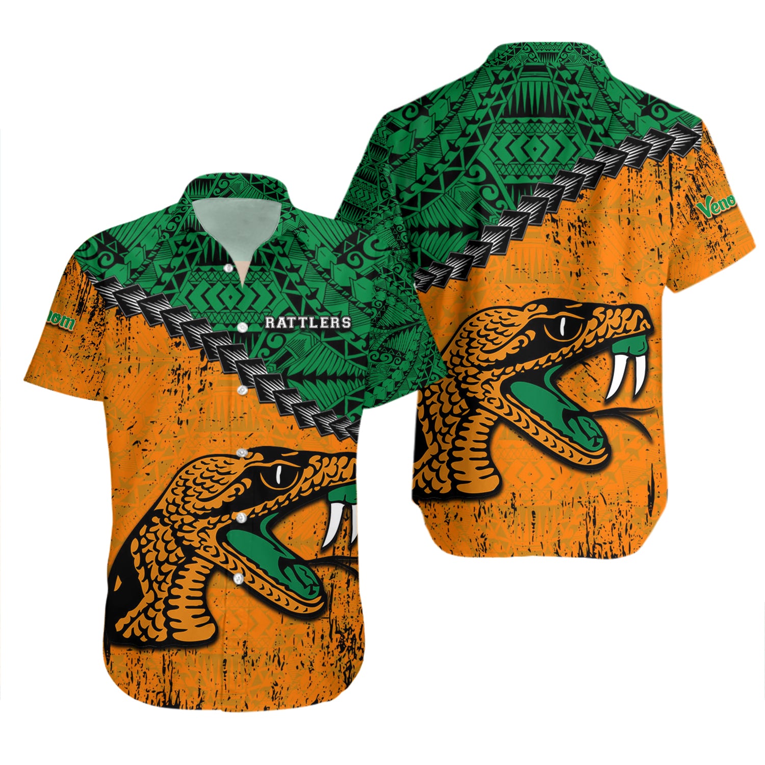 Florida Am Rattlers Hawaiian Shirt Set Grunge Polynesian Tattoo Meteew 