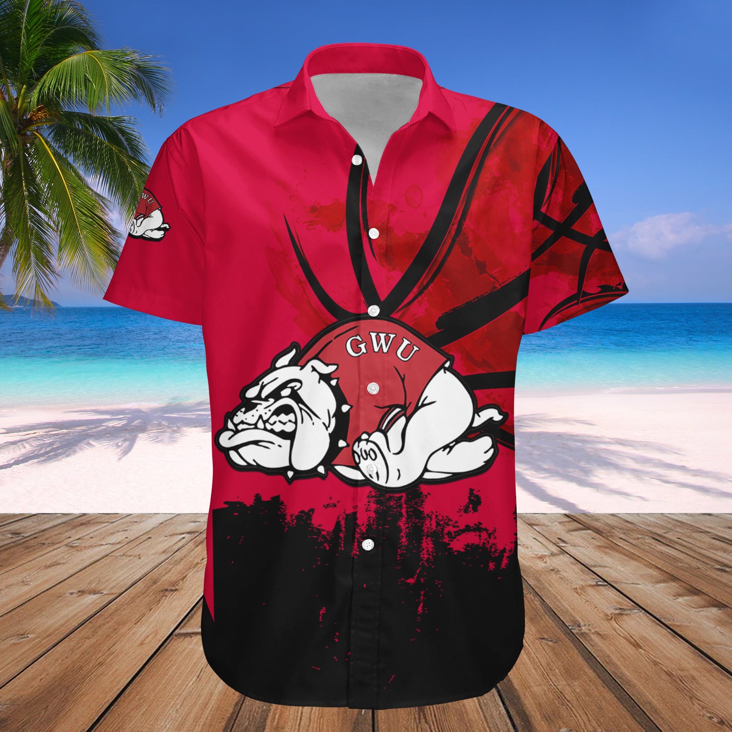 Gardner-Webb Runnin’ Bulldogs Hawaiian Shirt Set Basketball Net Grunge Pattern 1