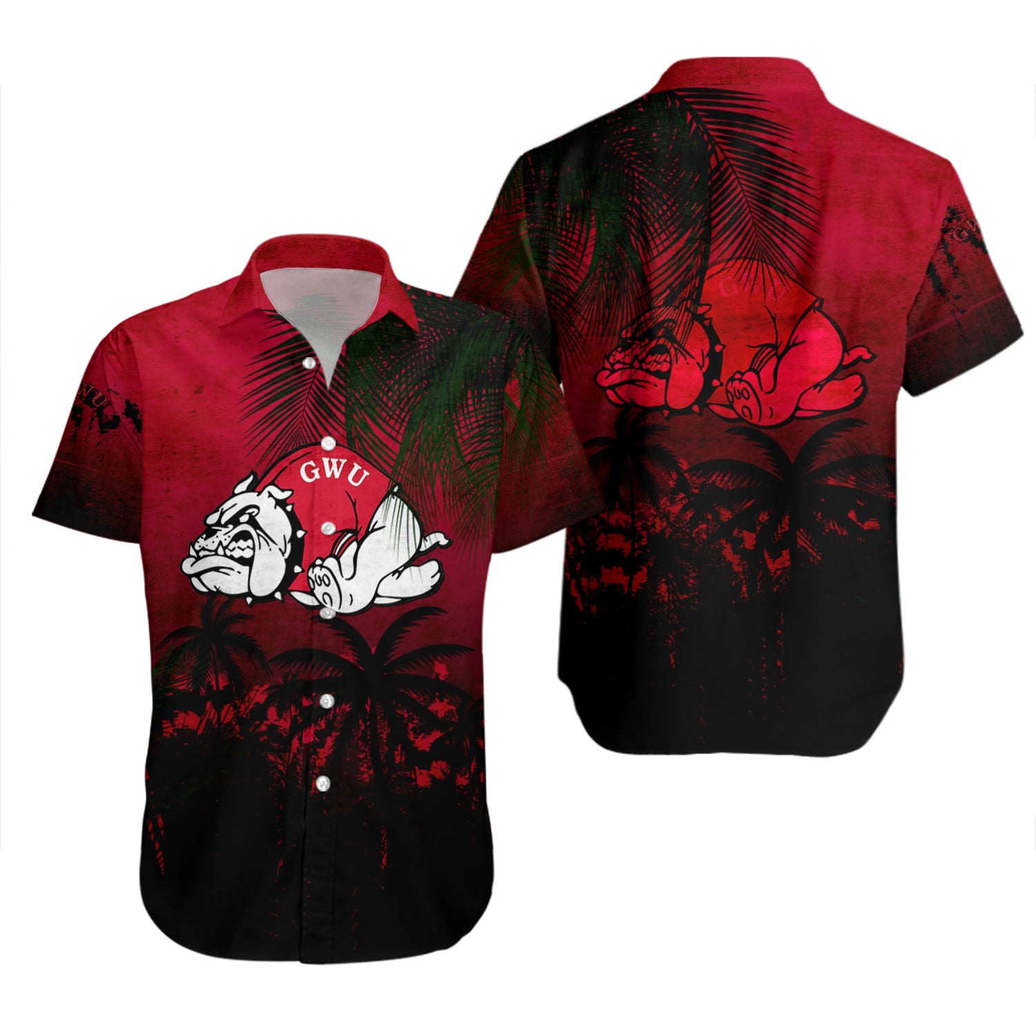 Gardner-Webb Runnin’ Bulldogs Hawaiian Shirt Set Coconut Tree Tropical Grunge 2