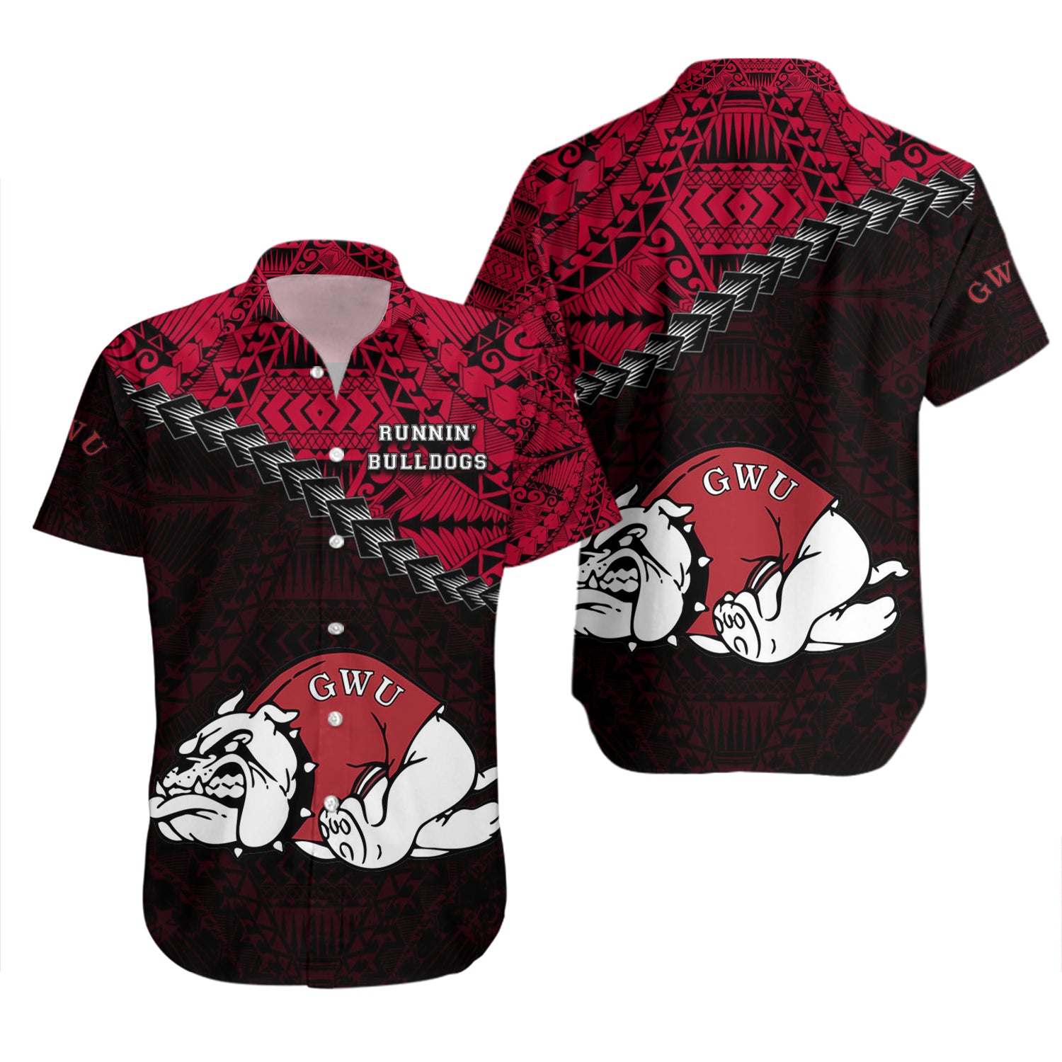 Gardner-Webb Runnin’ Bulldogs Hawaiian Shirt Set Grunge Polynesian Tattoo 2