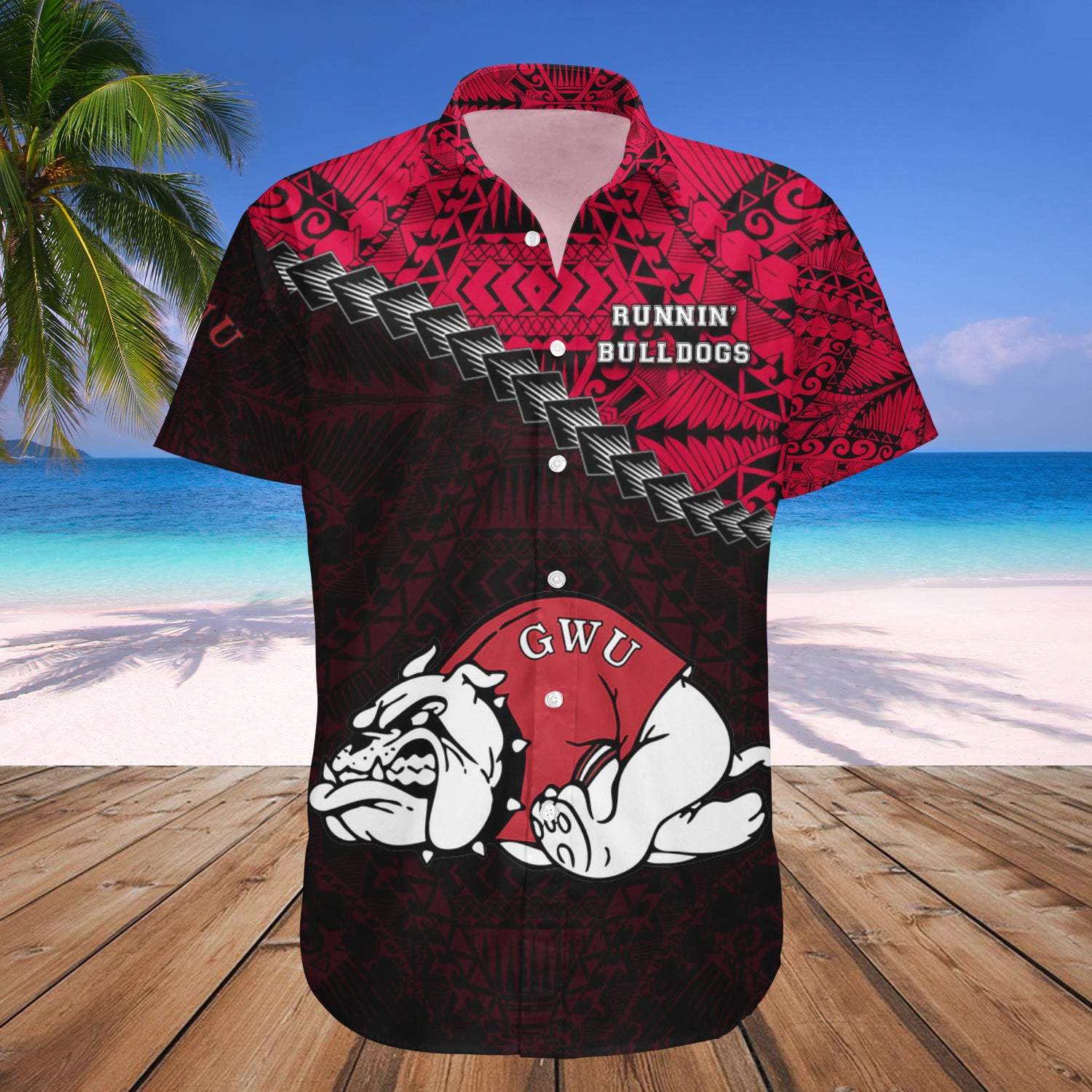 Gardner-Webb Runnin’ Bulldogs Hawaiian Shirt Set Grunge Polynesian Tattoo 1