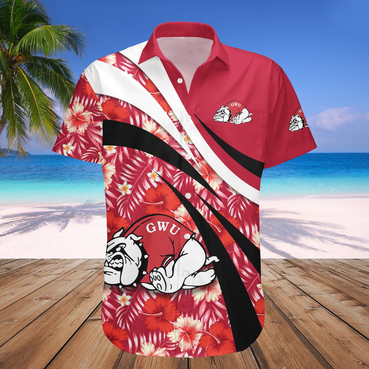 Gardner-Webb Runnin’ Bulldogs Hawaiian Shirt Set Hibiscus Sport Style 1
