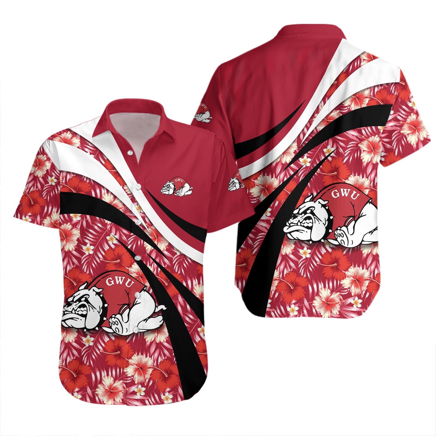 Gardner-Webb Runnin’ Bulldogs Hawaiian Shirt Set Hibiscus Sport Style 2
