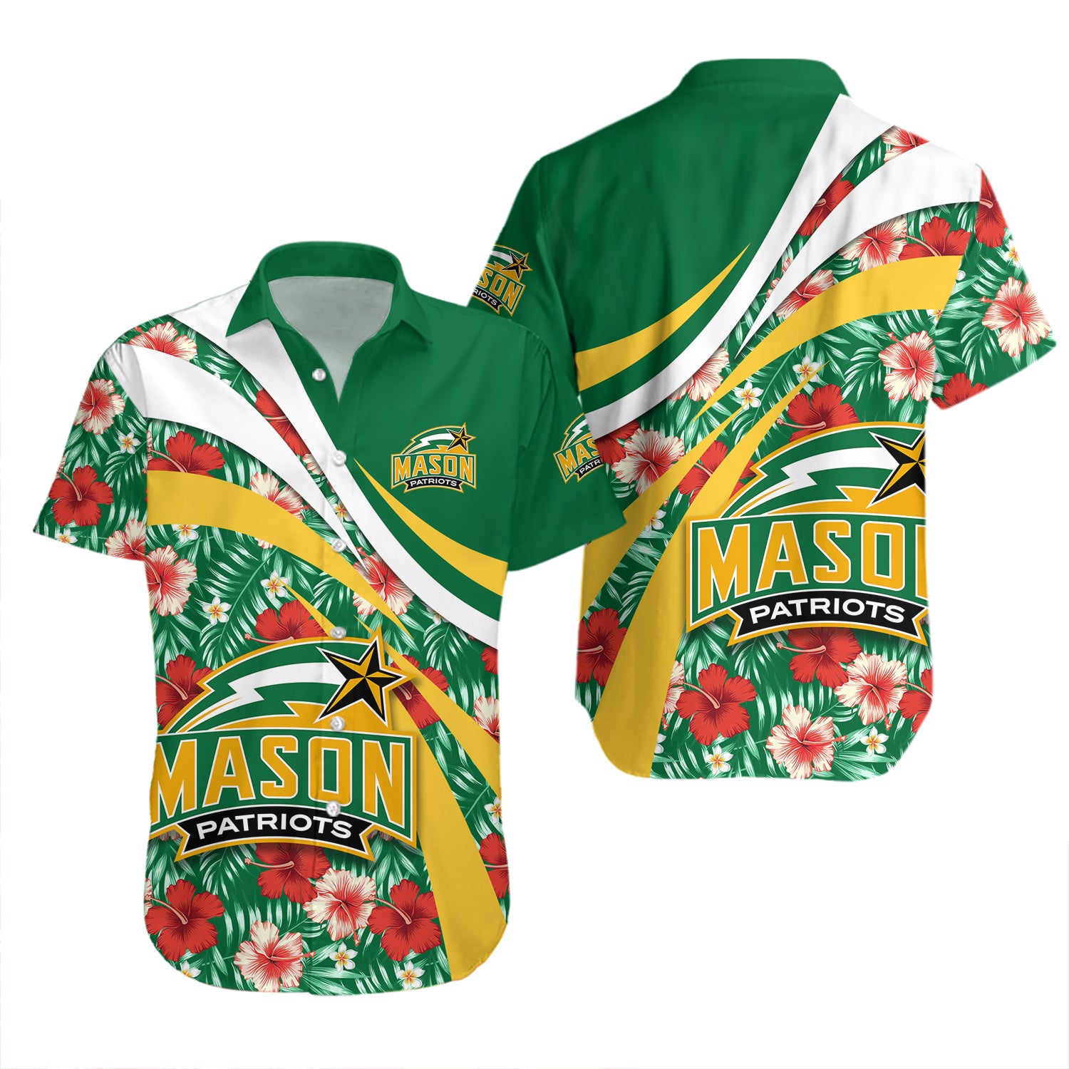 George Mason Patriots Hawaiian Shirt Set Hibiscus Sport Style 2