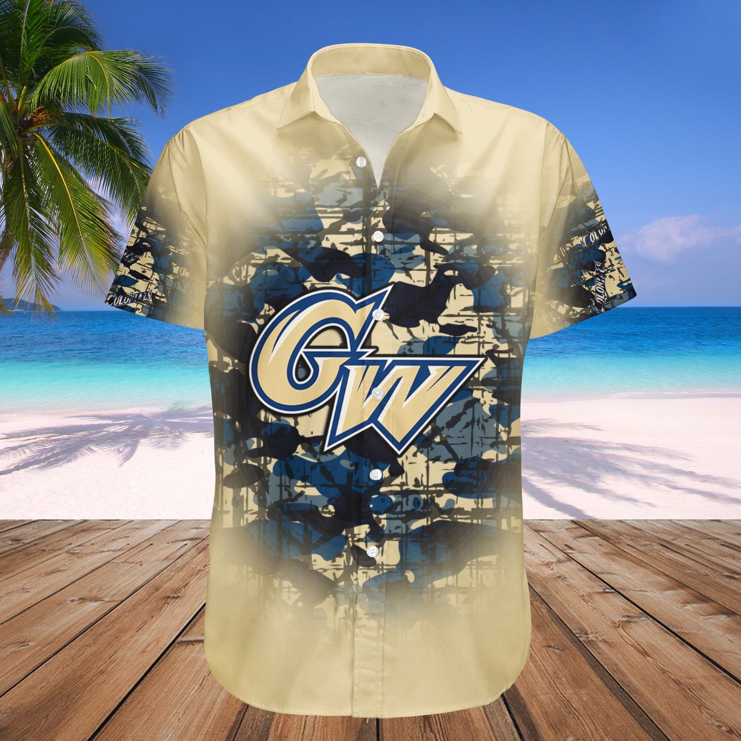 George Washington Colonials Hawaiian Shirt Set Camouflage Vintage 1