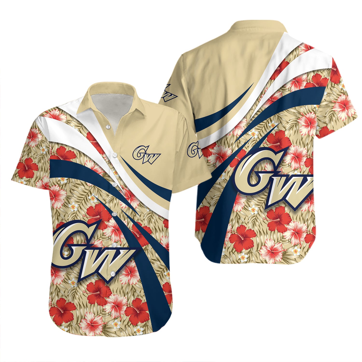 George Washington Colonials Hawaiian Shirt Set Hibiscus Sport Style 2