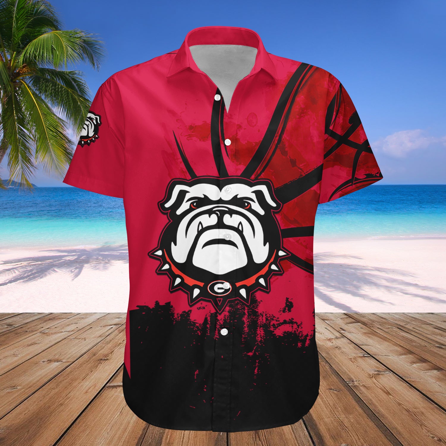 Georgia Bulldogs Hawaiian Shirt Set Basketball Net Grunge Pattern 1