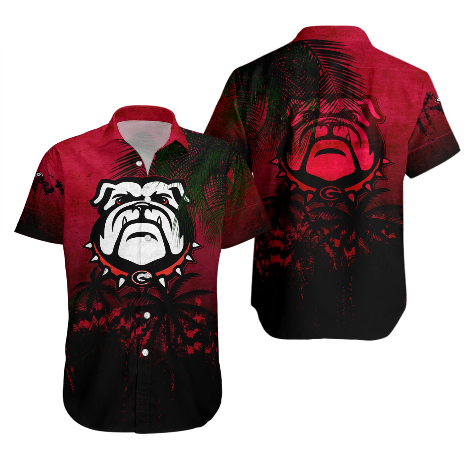 Georgia Bulldogs Hawaiian Shirt Set Coconut Tree Tropical Grunge 2