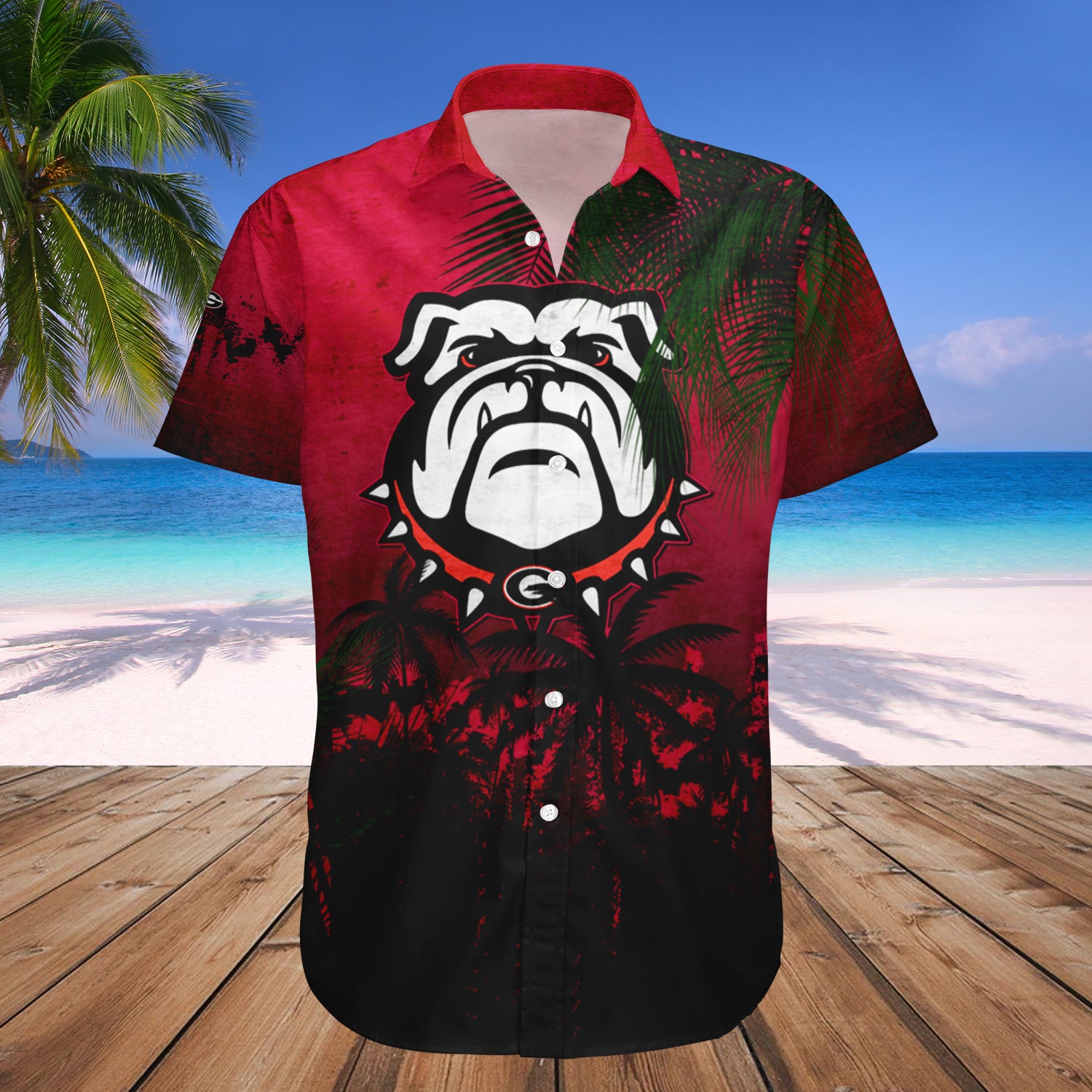Georgia Bulldogs Hawaiian Shirt Set Coconut Tree Tropical Grunge 1