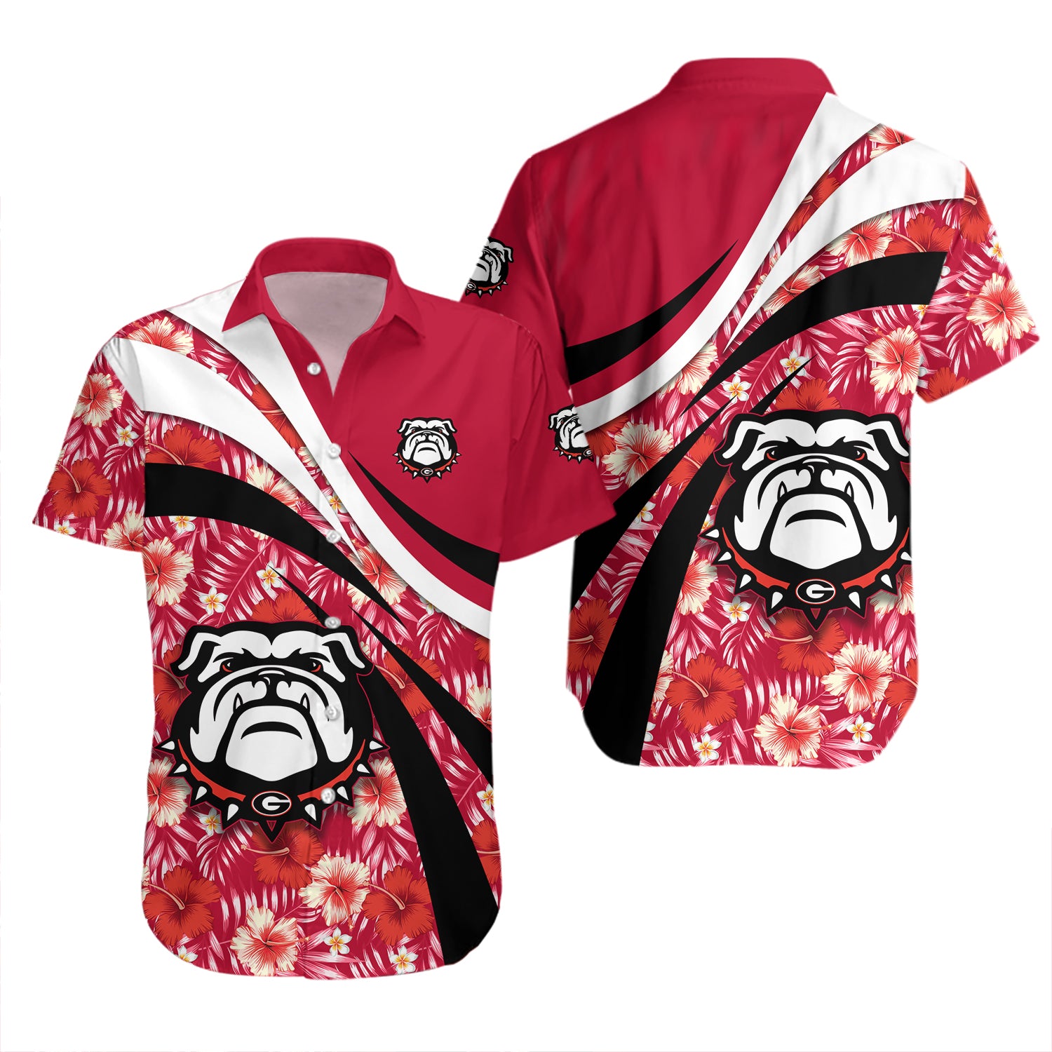 Georgia Bulldogs Hawaiian Shirt Set Hibiscus Sport Style 2