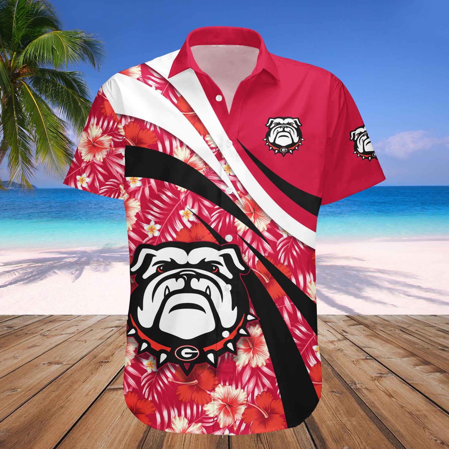Georgia Bulldogs Hawaiian Shirt Set Hibiscus Sport Style 1