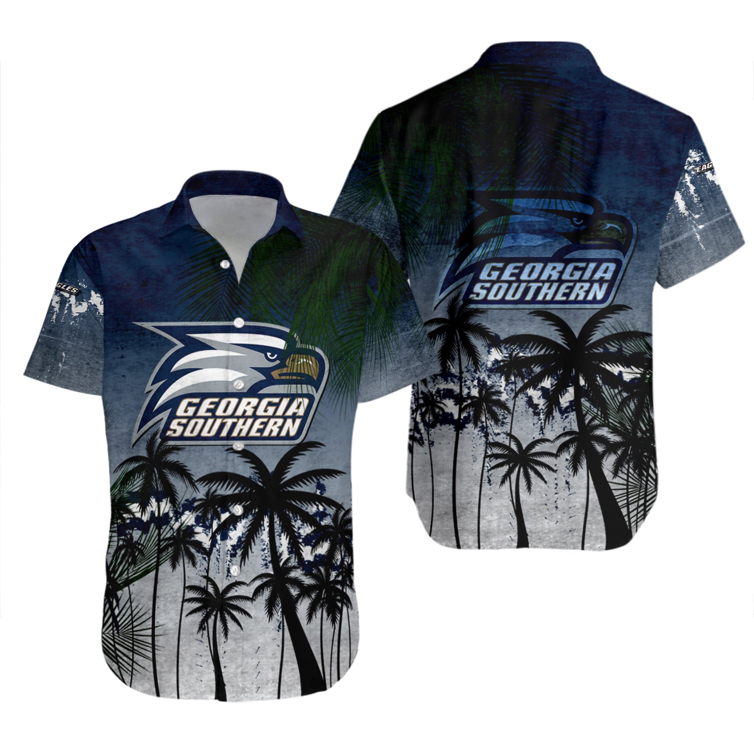 Georgia Southern Eagles Hawaiian Shirt Set Coconut Tree Tropical Grunge 2