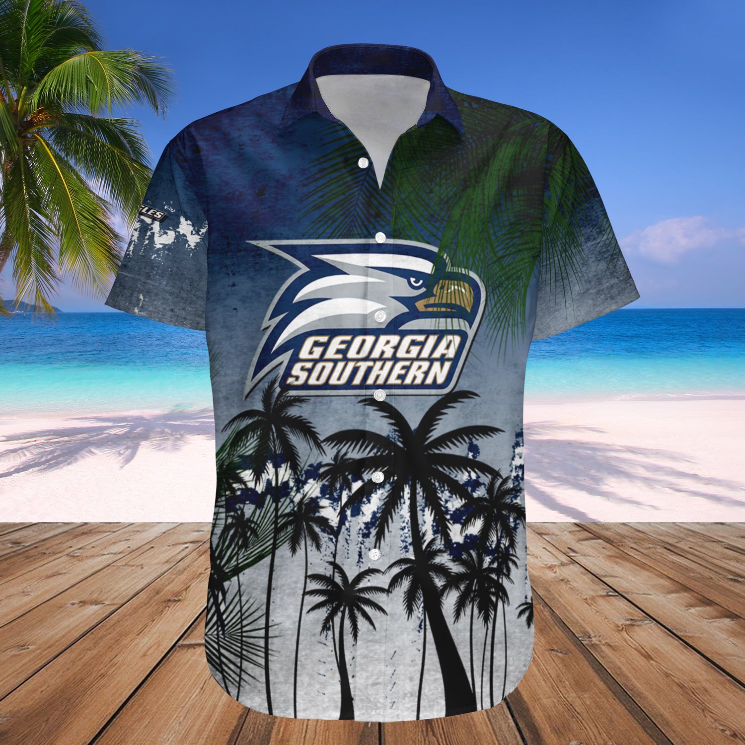 Georgia Southern Eagles Hawaiian Shirt Set Coconut Tree Tropical Grunge 1