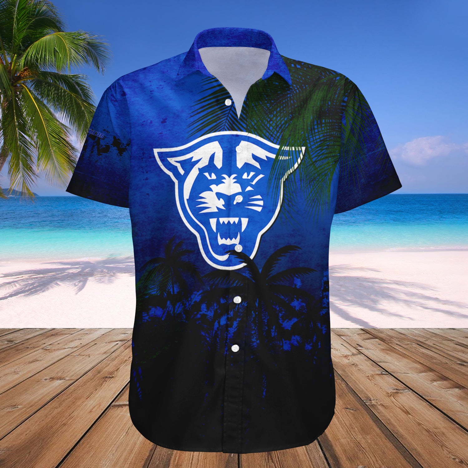 Georgia State Panthers Hawaiian Shirt Set Coconut Tree Tropical Grunge 1