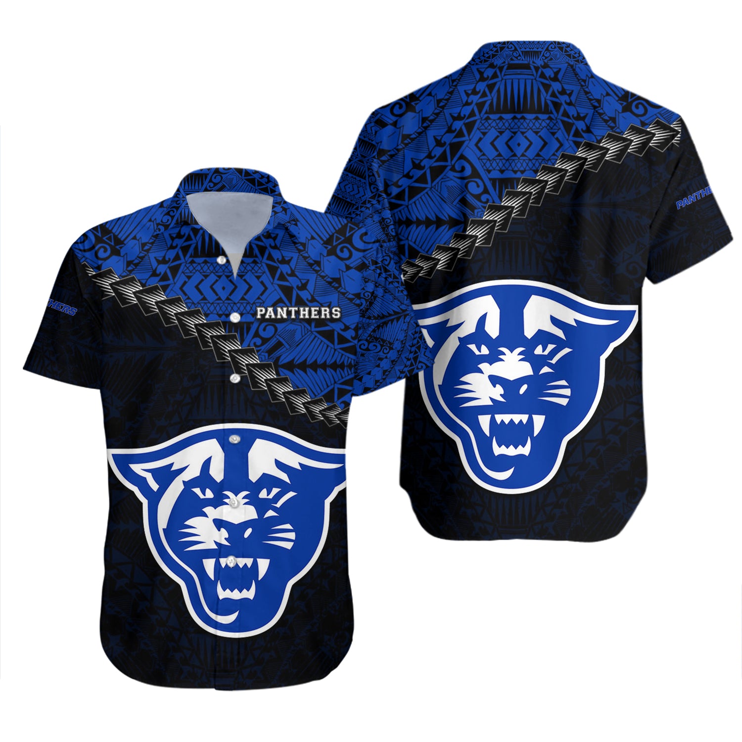 Georgia State Panthers Hawaiian Shirt Set Grunge Polynesian Tattoo 2