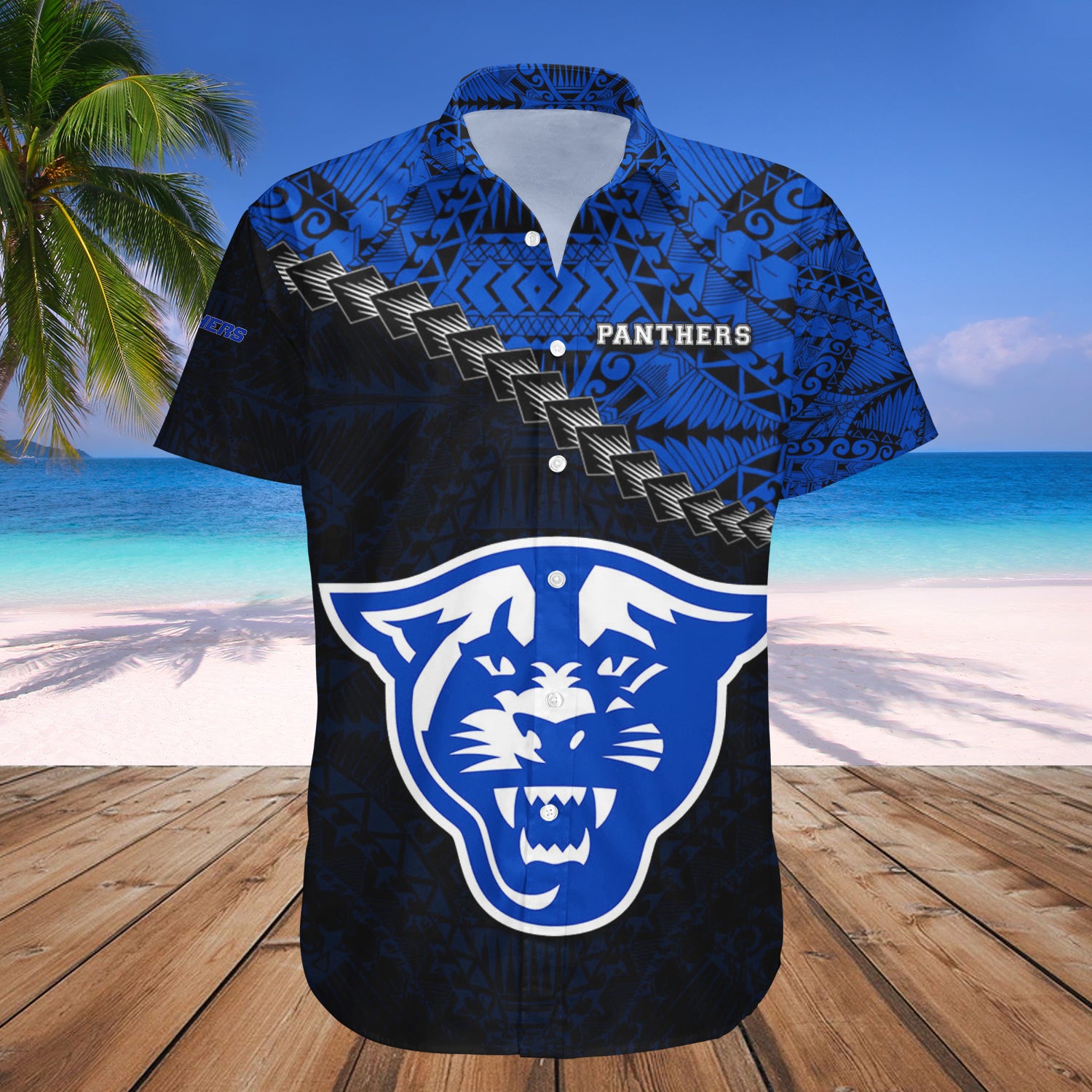 Georgia State Panthers Hawaiian Shirt Set Grunge Polynesian Tattoo 1