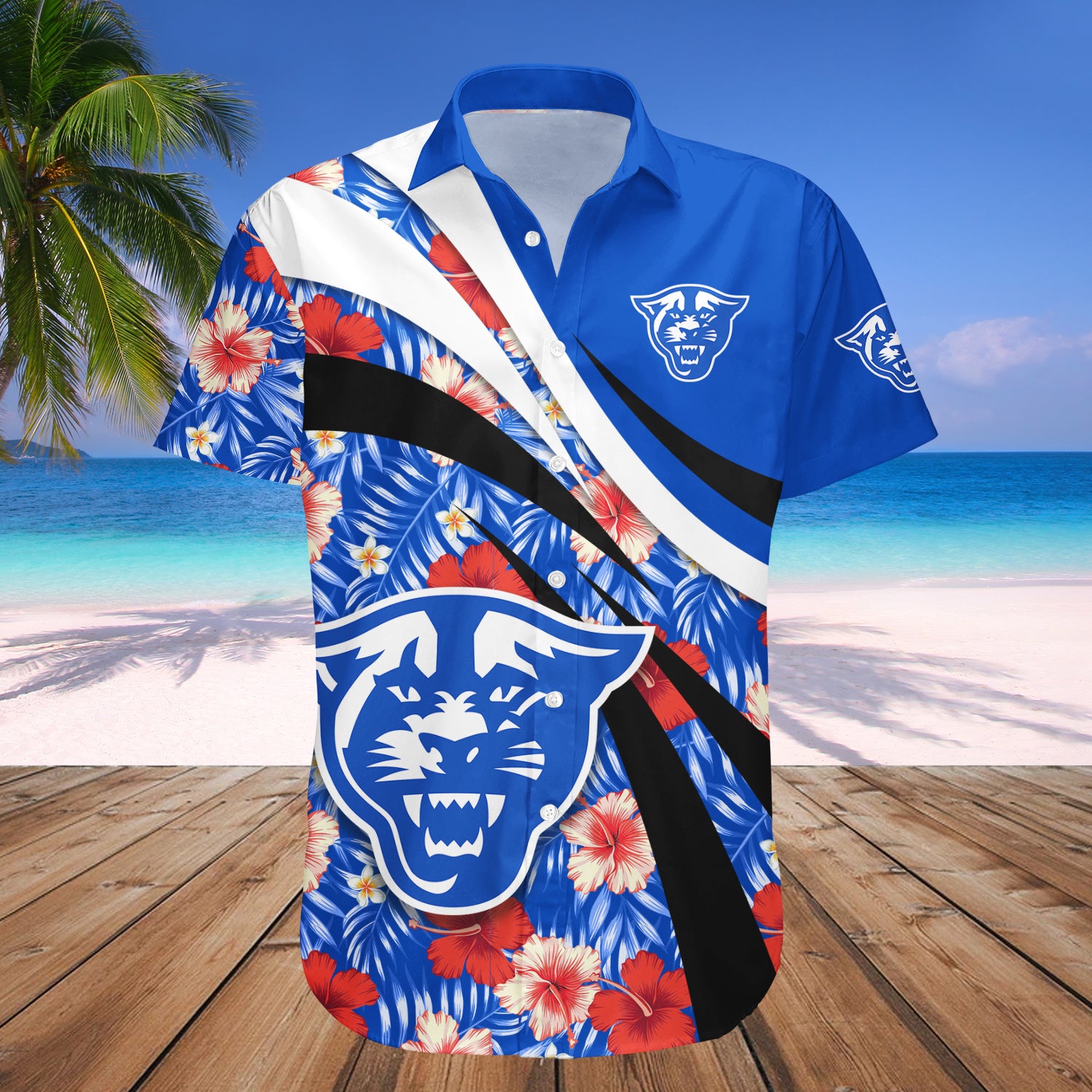 Georgia State Panthers Hawaiian Shirt Set Hibiscus Sport Style 1