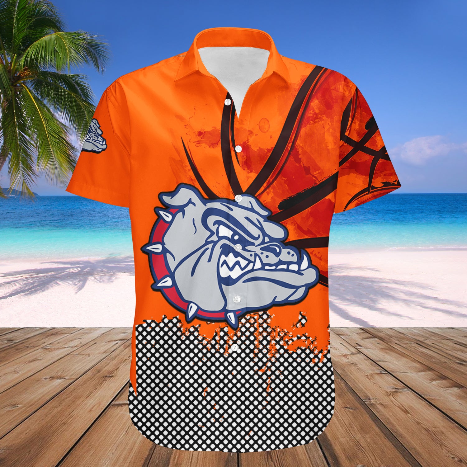 Gonzaga Bulldogs Hawaiian Shirt Set Basketball Net Grunge Pattern 1