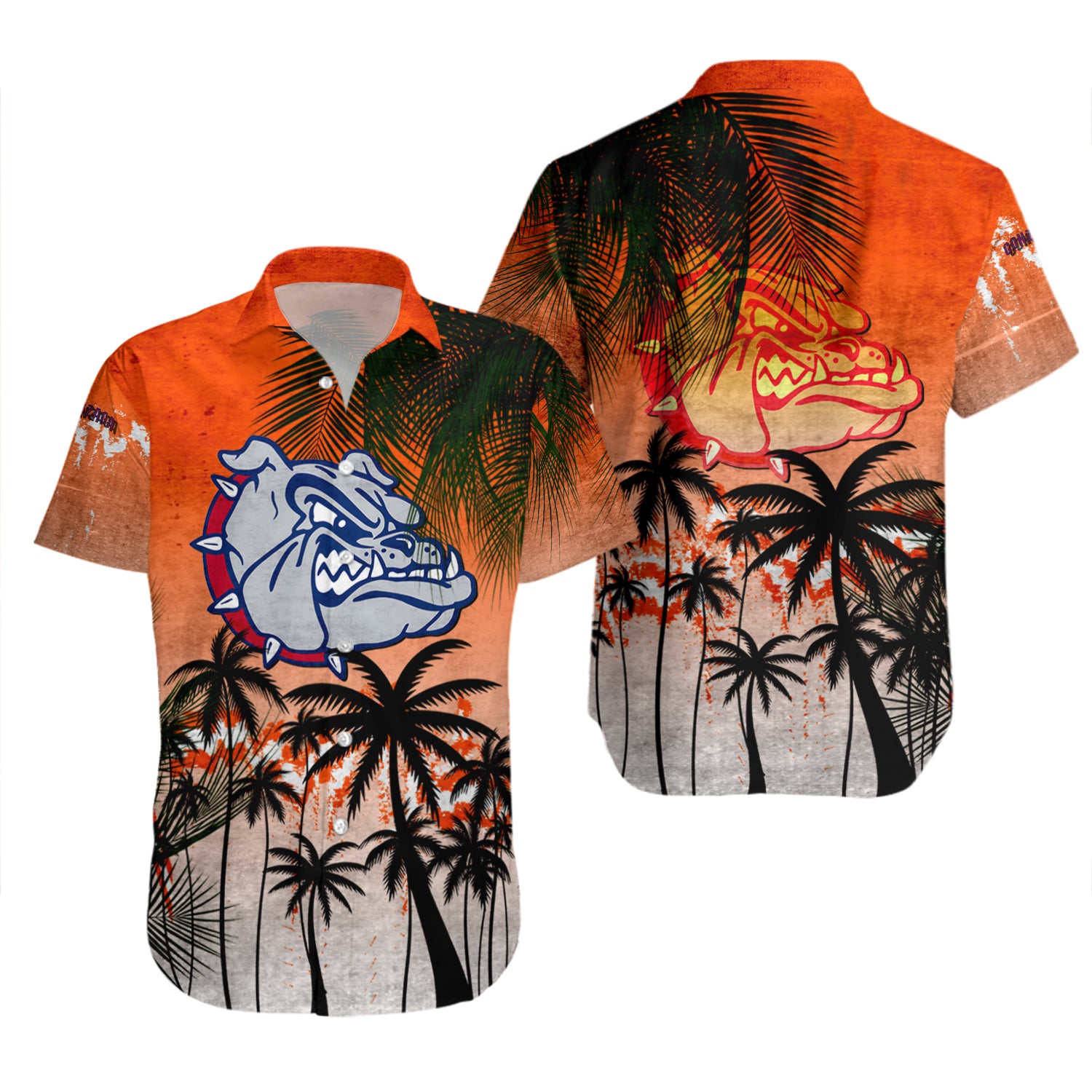 Gonzaga Bulldogs Hawaiian Shirt Set Coconut Tree Tropical Grunge 2